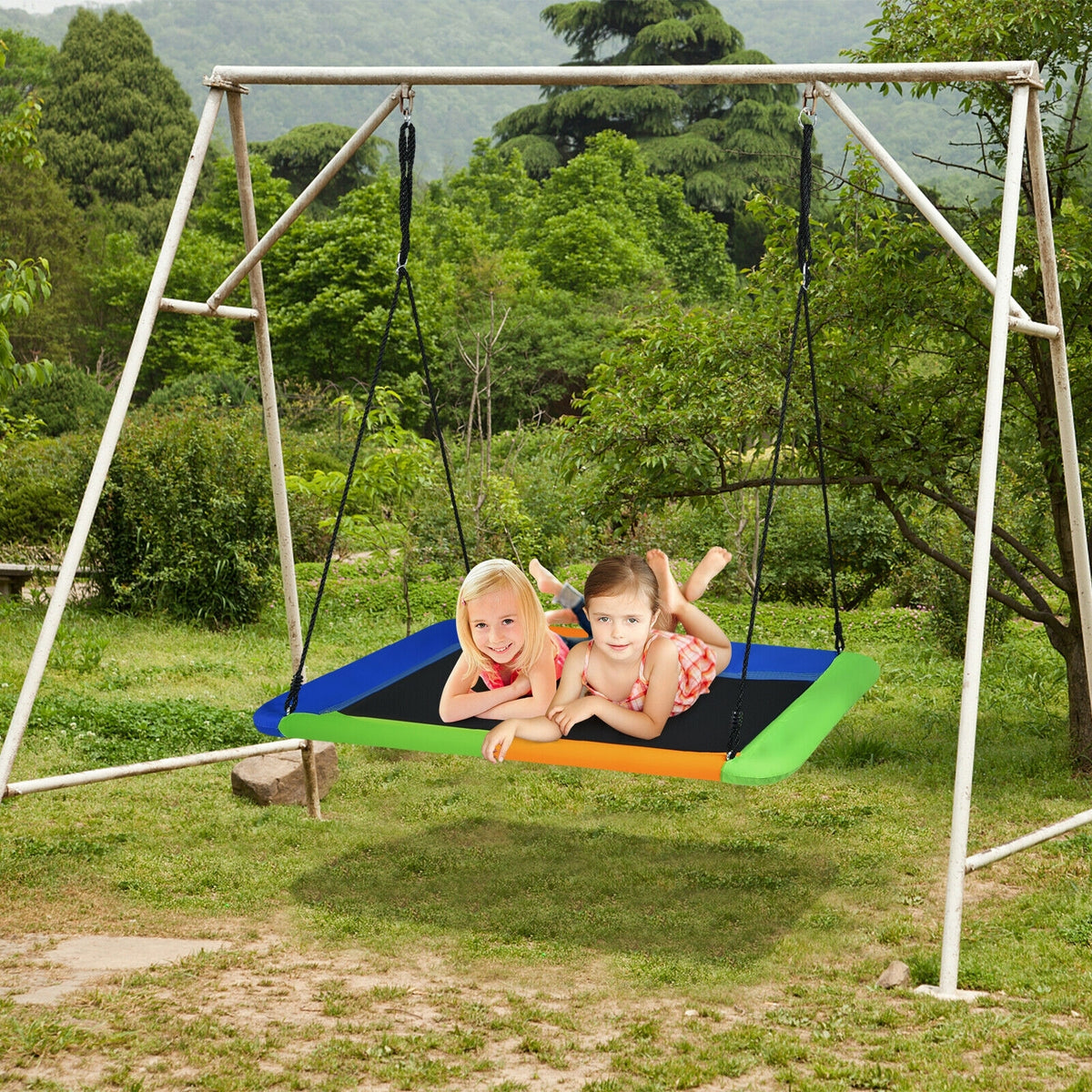60 Inch Platform Tree Swing Outdoor with 2 Hanging Straps