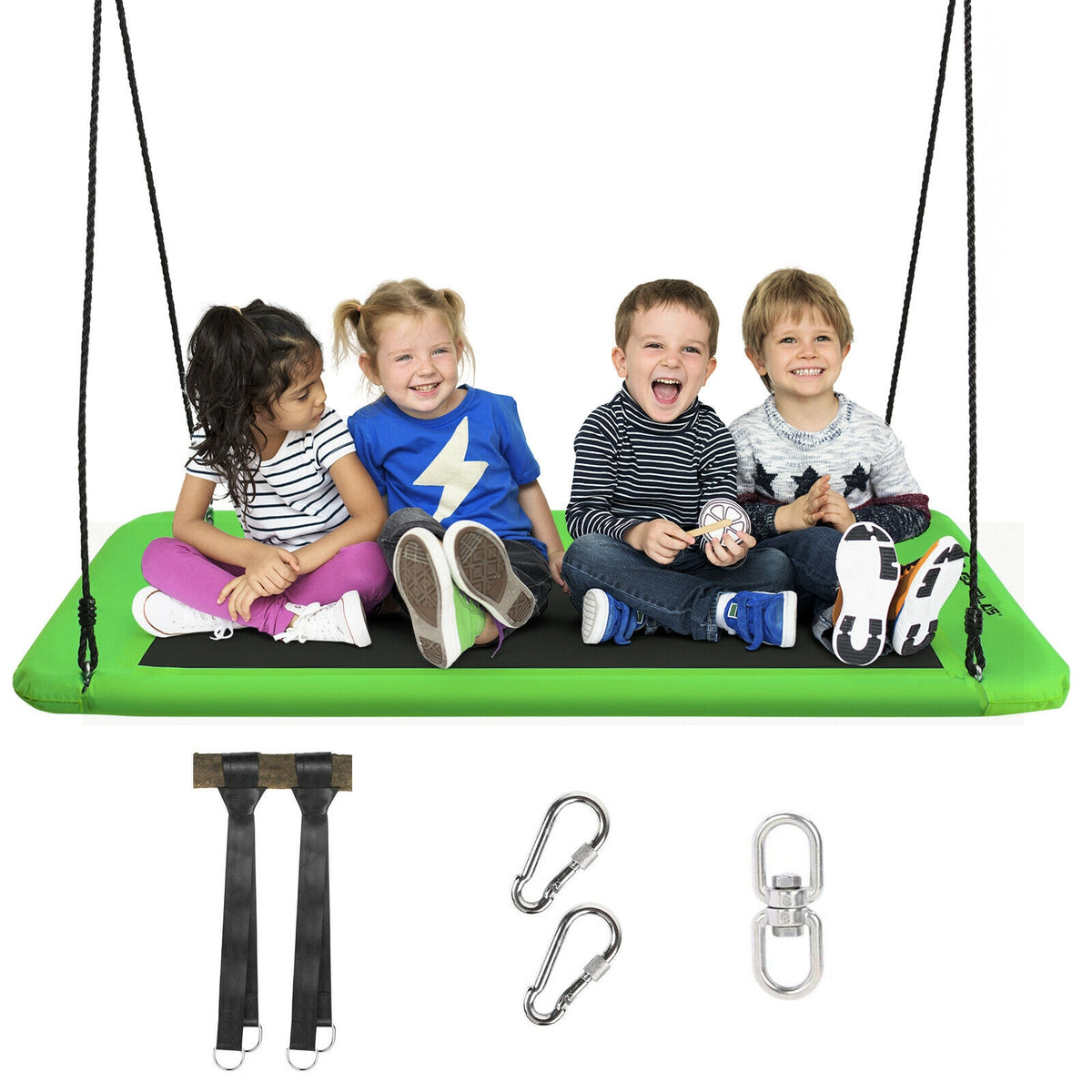 60 Inch Platform Tree Swing Outdoor with 2 Hanging Straps