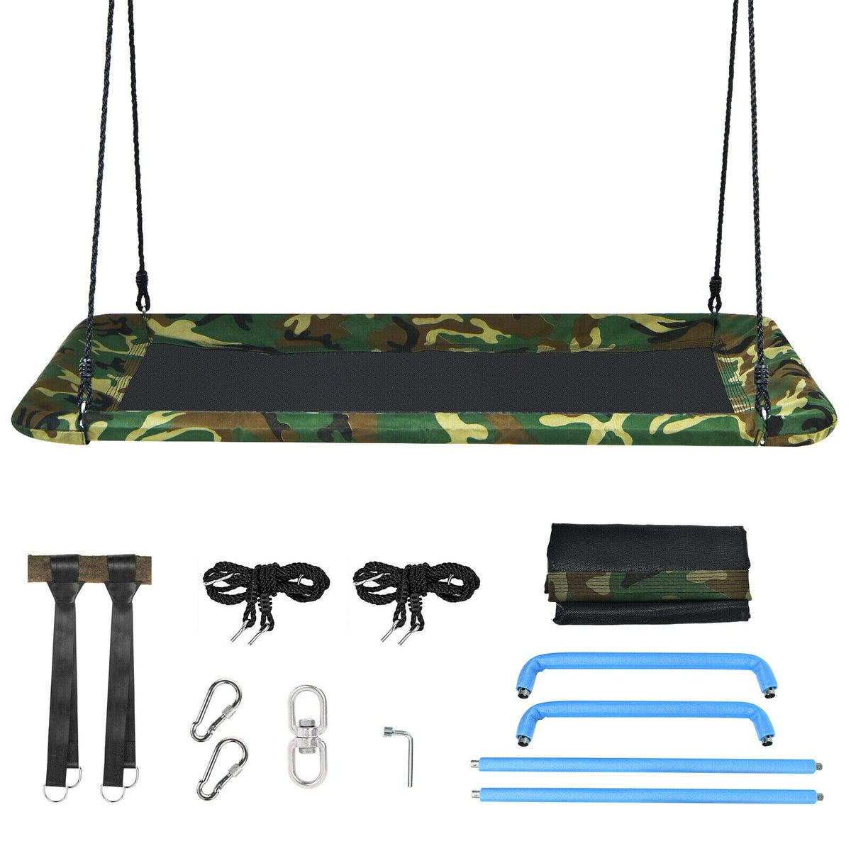 60 Inch Platform Tree Swing Outdoor with 2 Hanging Straps