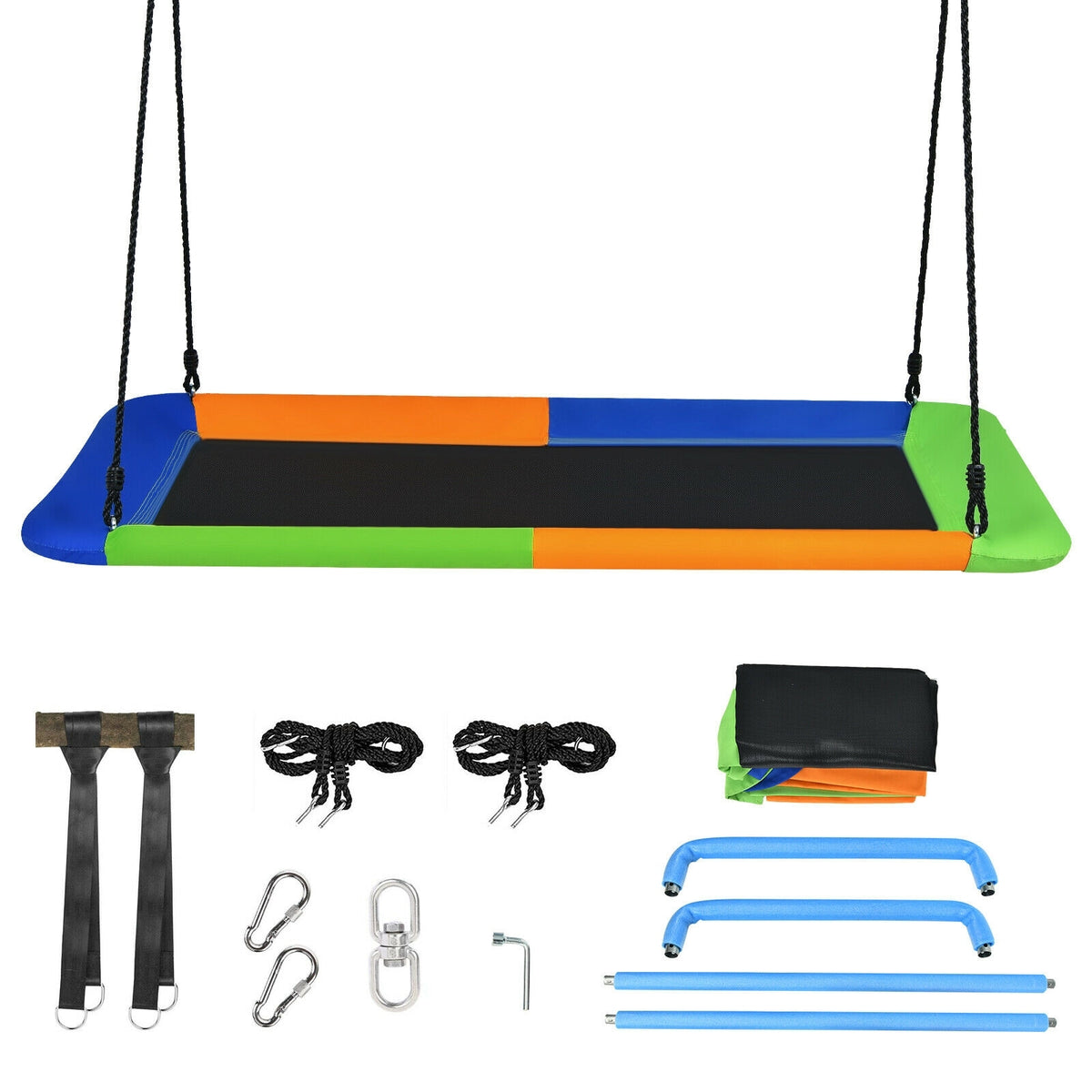 60 Inch Platform Tree Swing Outdoor with 2 Hanging Straps