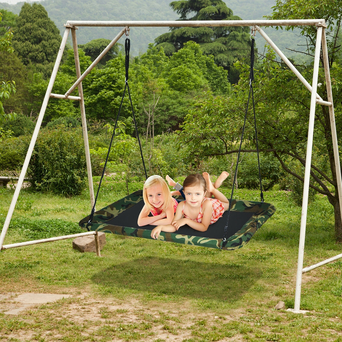 60 Inch Platform Tree Swing Outdoor with 2 Hanging Straps