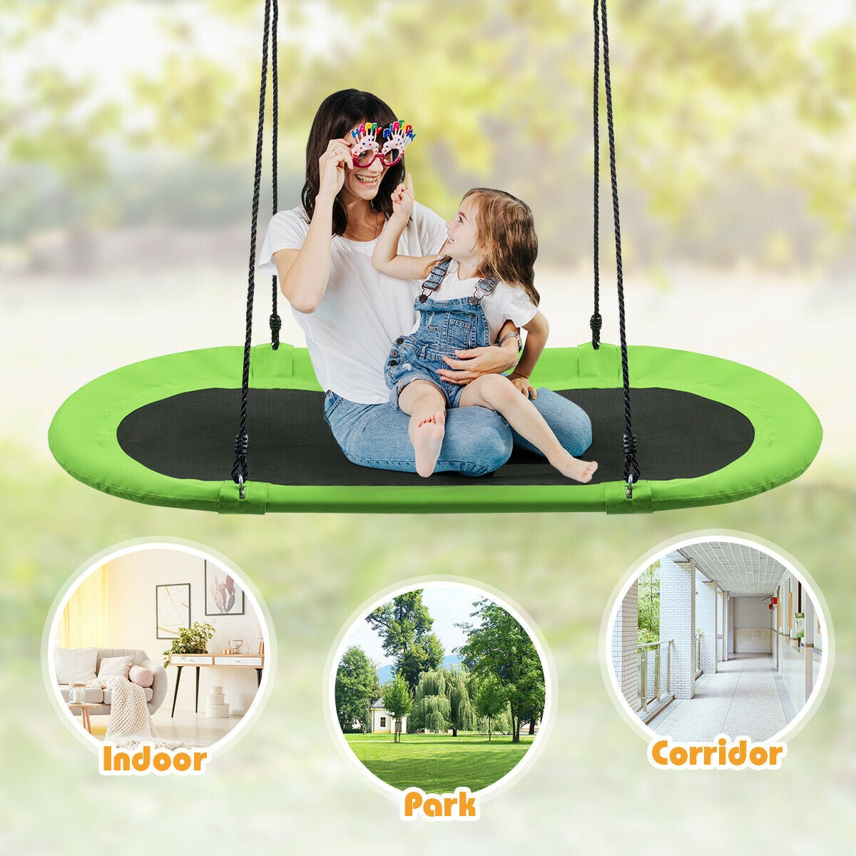 60 Inch Saucer Surf Outdoor Adjustable Swing Set