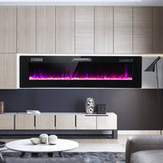 60 Inches Ultra-thin Electric Fireplace with Remote Control and Timer Function-Fireplaces-DECOROLALA