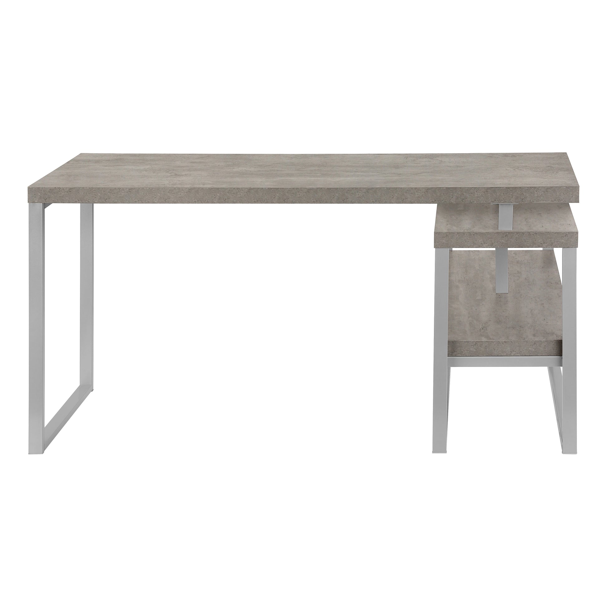 60" L-Shaped Corner Desk with Storage, White/Silver-Computer Desk-DECOROLALA