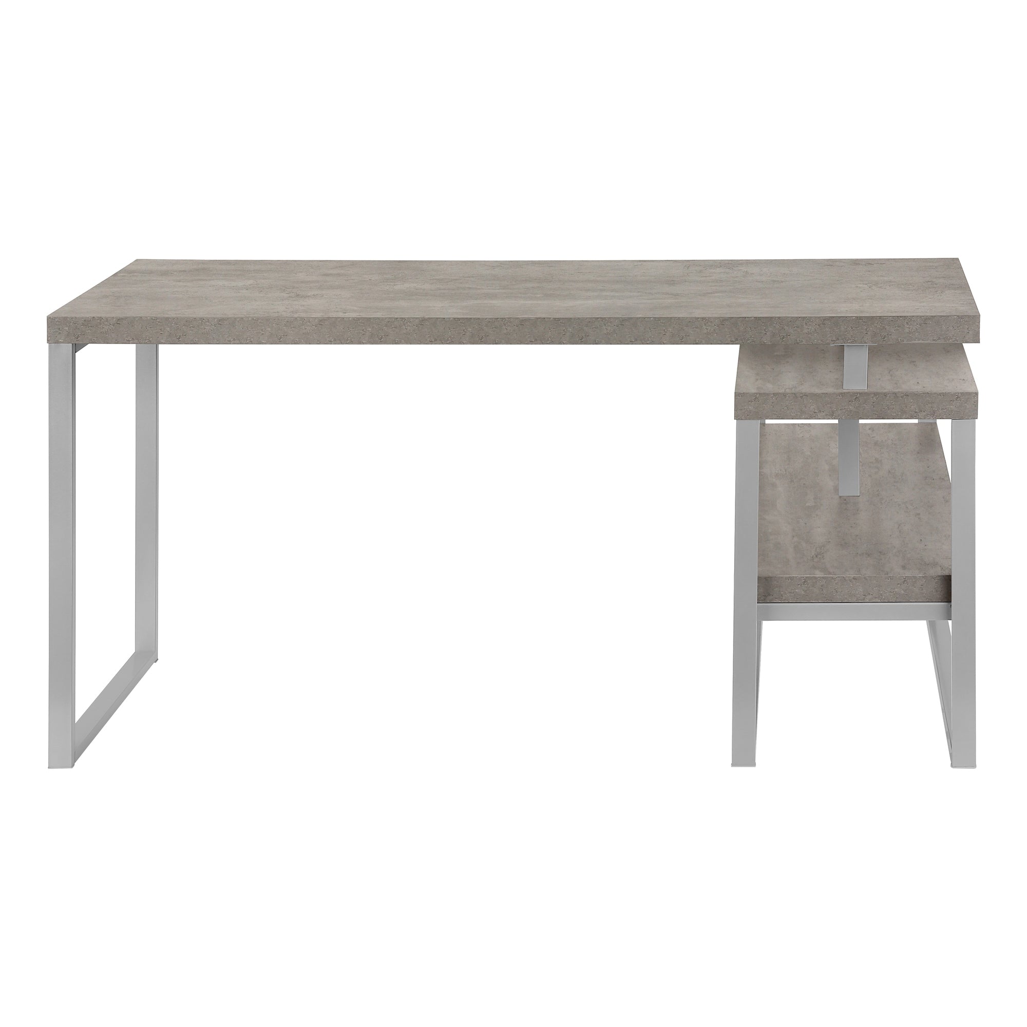 60" L-Shaped Corner Desk with Storage, White/Silver-Computer Desk-DECOROLALA