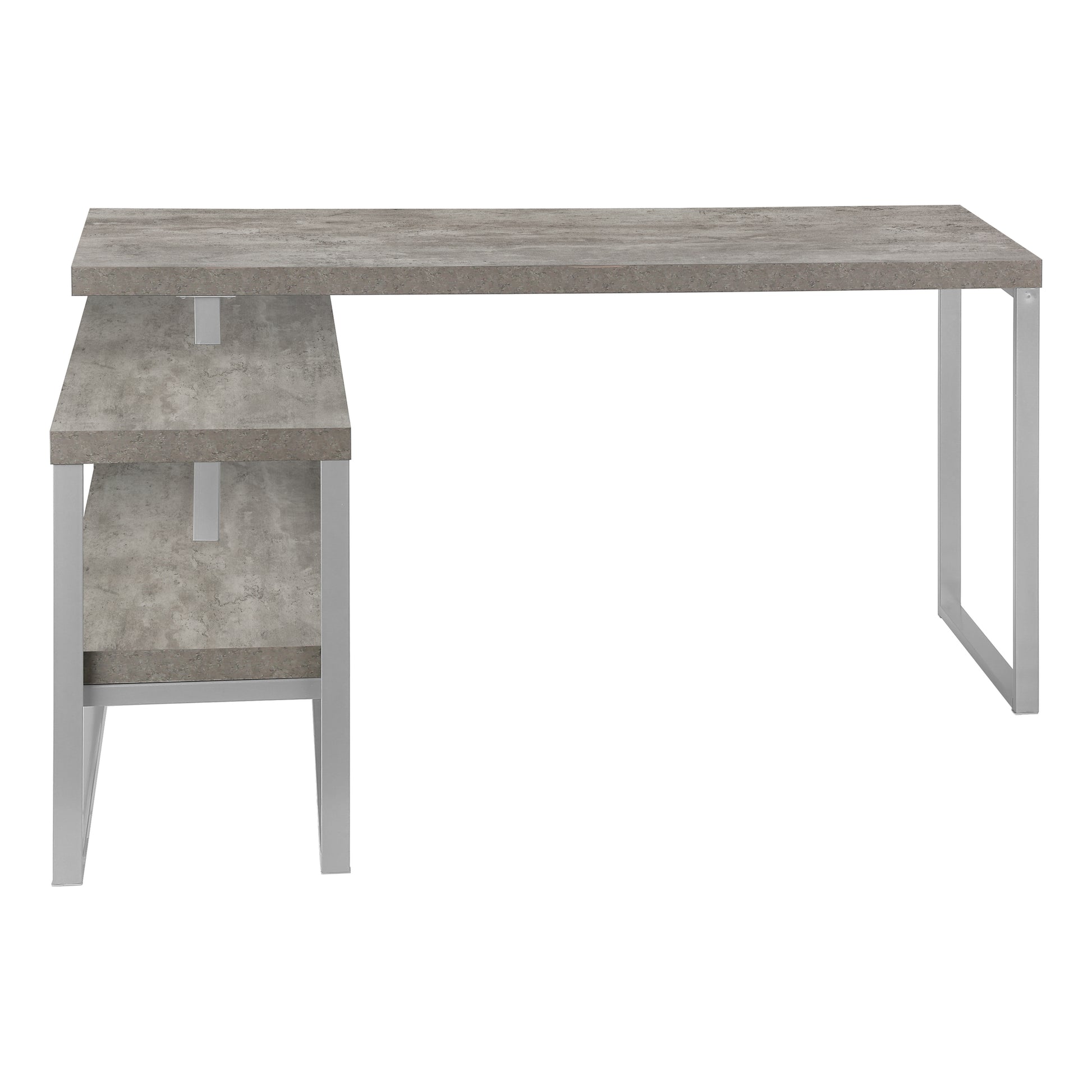 60" L-Shaped Corner Desk with Storage, White/Silver-Computer Desk-DECOROLALA
