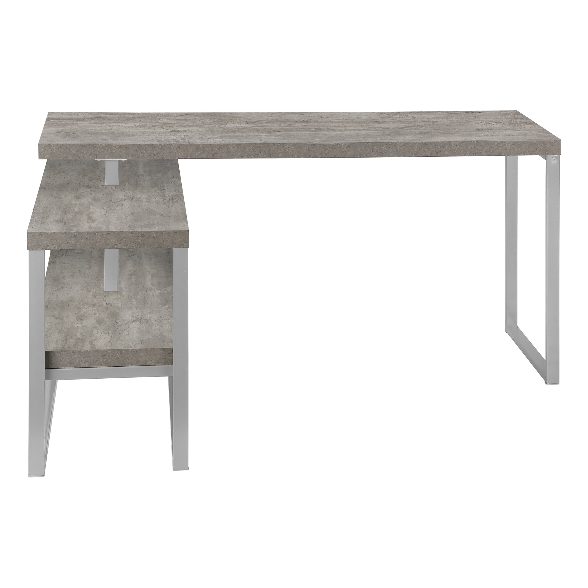 60" L-Shaped Corner Desk with Storage, White/Silver-Computer Desk-DECOROLALA