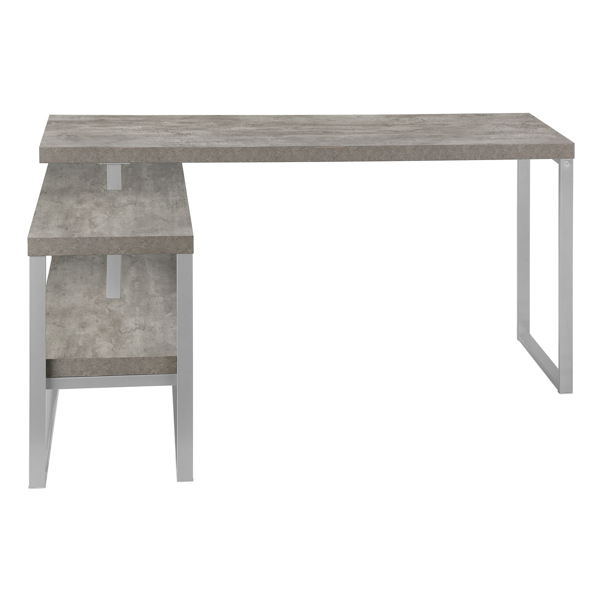 60" L-Shaped Corner Desk with Storage, White/Silver-Computer Desks-DECOROLALA