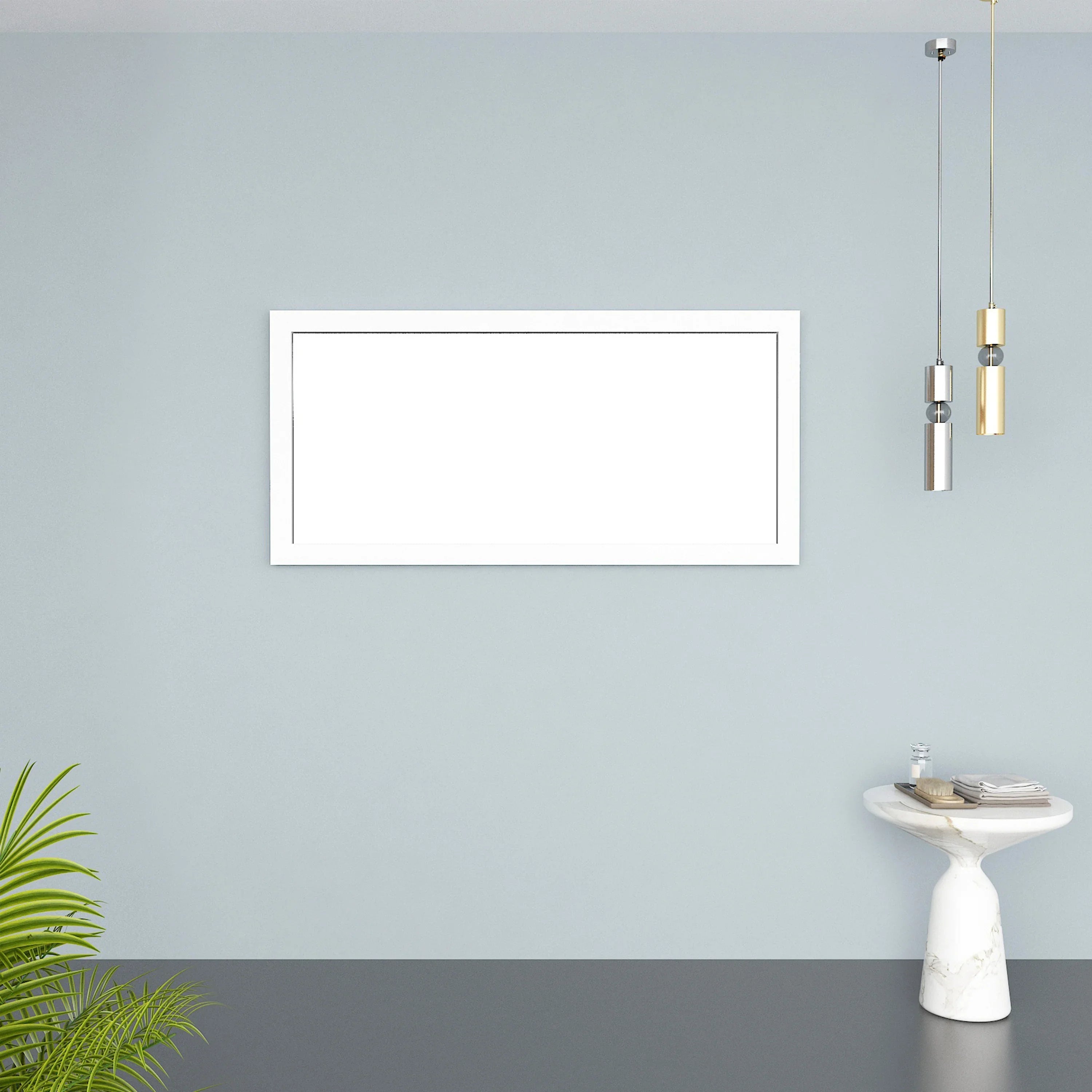 60" Matte White Rectangular Framed Mirror - Designed for Horizontal & Vertical Installation