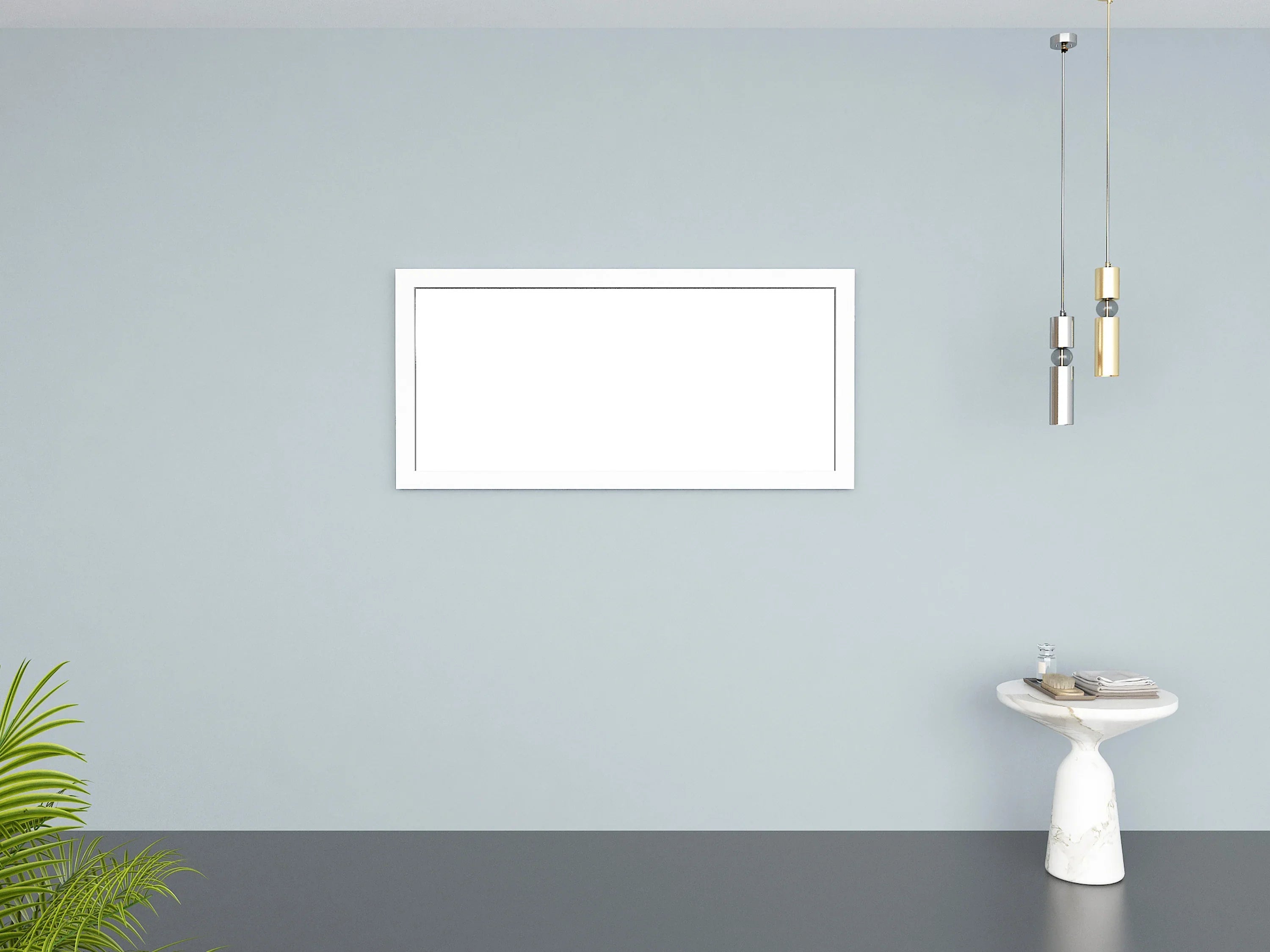 60" Matte White Rectangular Framed Mirror - Designed for Horizontal & Vertical Installation