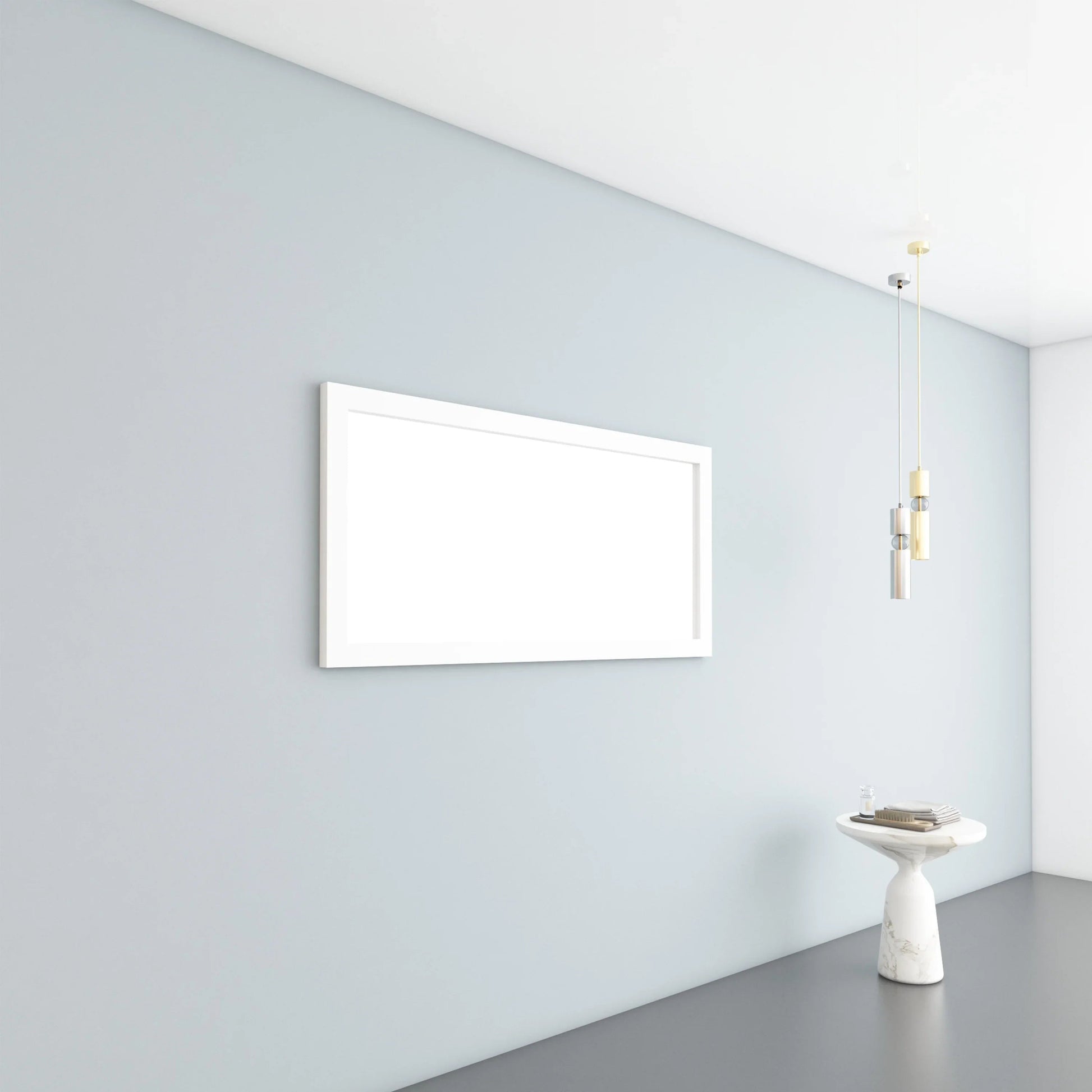 60" Matte White Rectangular Framed Mirror - Designed for Horizontal & Vertical Installation-Mirror-DECOROLALA