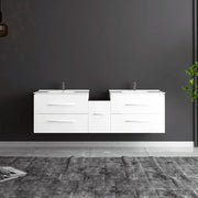 60" Matte White Wall Mount Double Sink Bathroom Vanity with White Ceramic Countertop-Migration_Bathroom Vanities-DECOROLALA