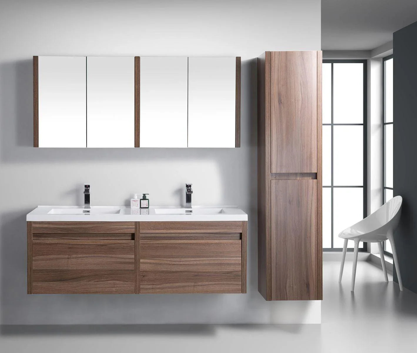 60" Medicine Cabinet - Walnut-Bathroom Vanity-DECOROLALA