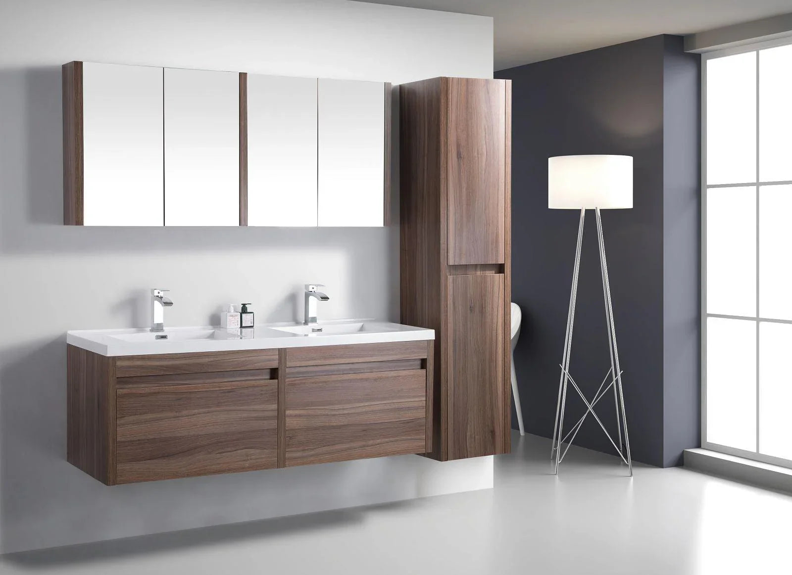 60" Medicine Cabinet - Walnut-Bathroom Vanity-DECOROLALA