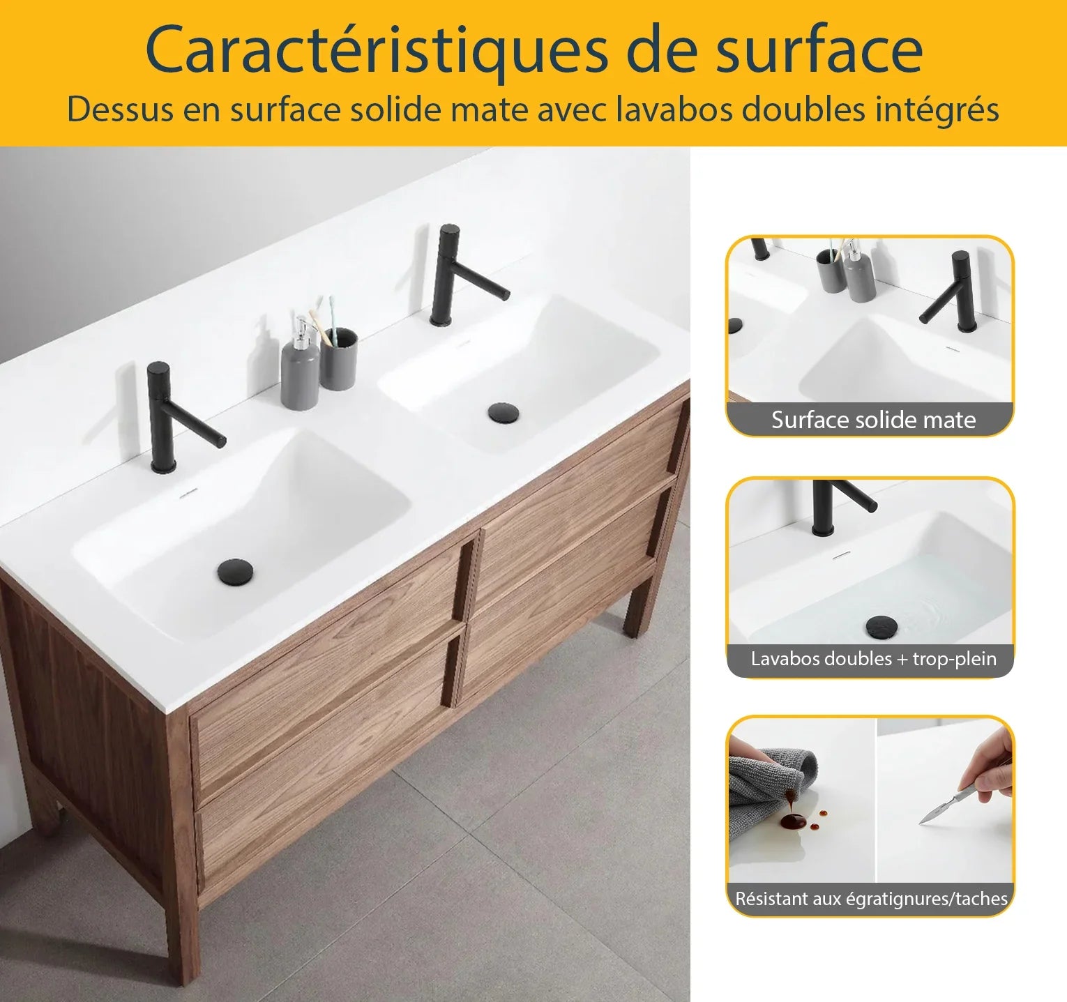 60" Natural Walnut Freestanding Double Sink Bathroom Vanity with White Solid Surface Countertop-Migration_Bathroom Vanities-DECOROLALA