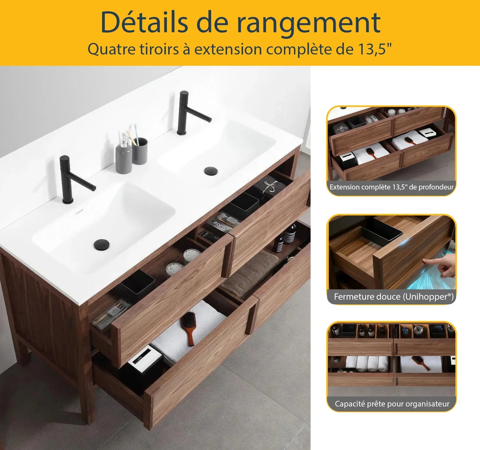 60" Natural Walnut Freestanding Double Sink Bathroom Vanity with White Solid Surface Countertop-Migration_Bathroom Vanities-DECOROLALA