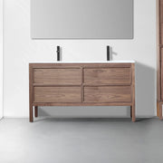 60" Natural Walnut Freestanding Double Sink Bathroom Vanity with White Solid Surface Countertop-Migration_Bathroom Vanities-DECOROLALA