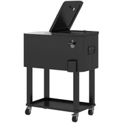 60 Quart Rolling Outdoor Cooler Cart - Black-Coolers-DECOROLALA