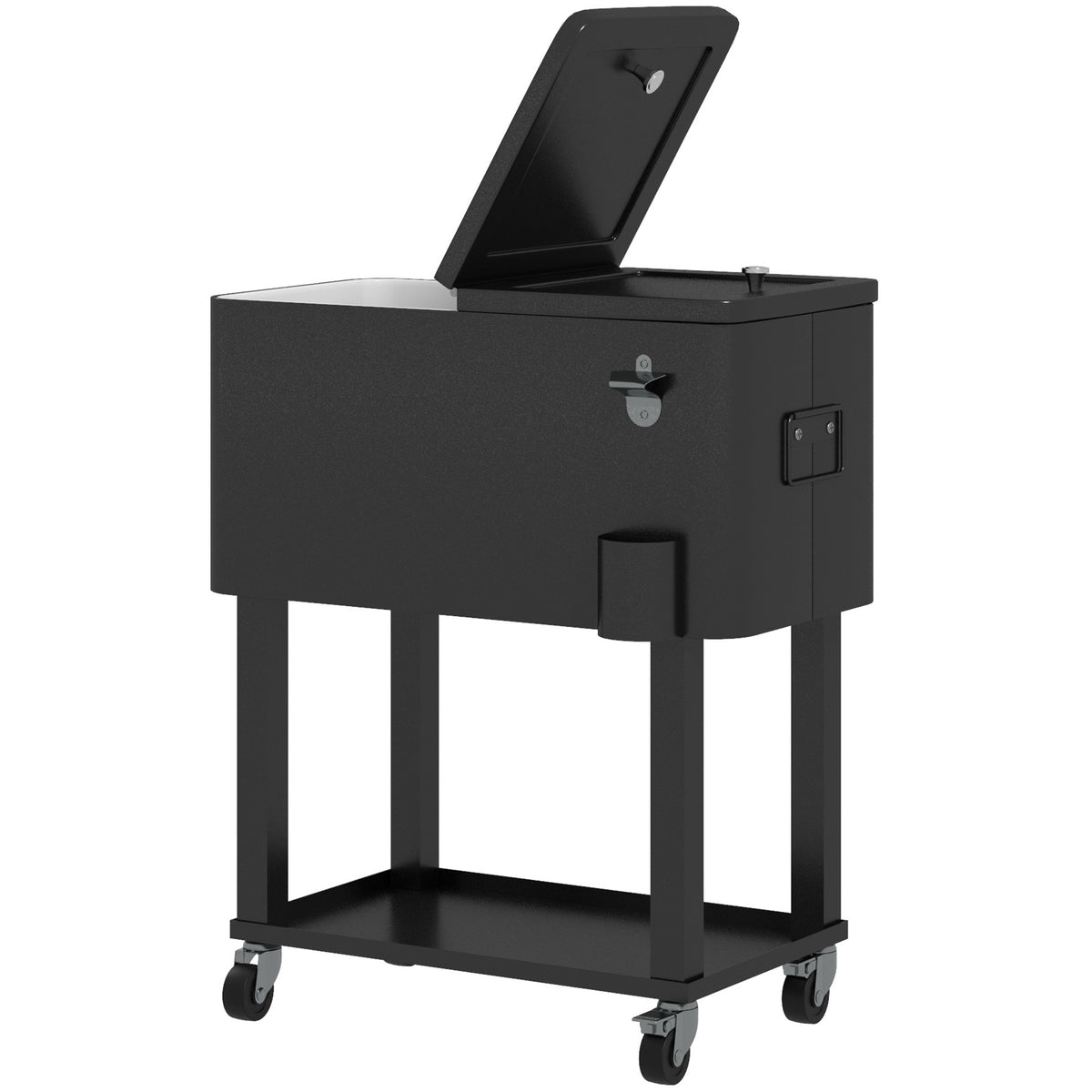 60 Quart Rolling Outdoor Cooler Cart - Black-Coolers-DECOROLALA