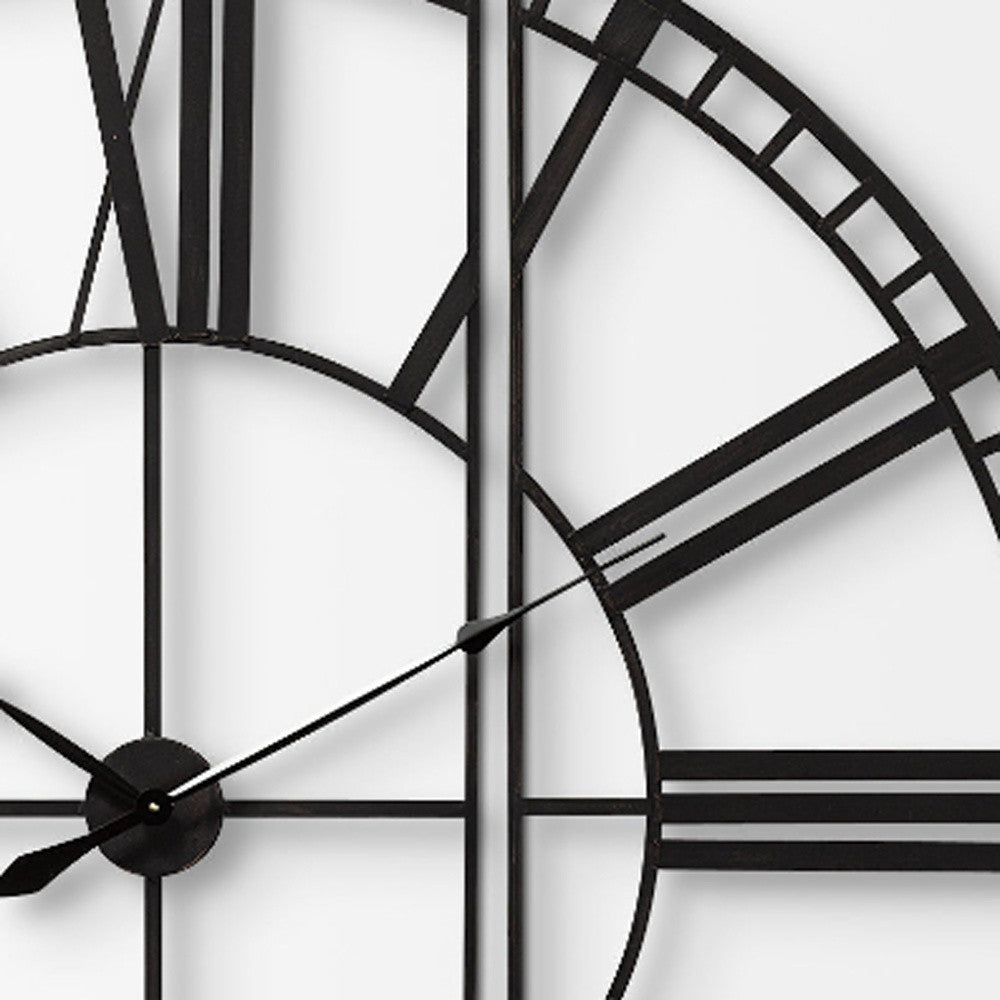 60" Round and Square Industrial Style Wall Clock-Wall Clocks-DECOROLALA