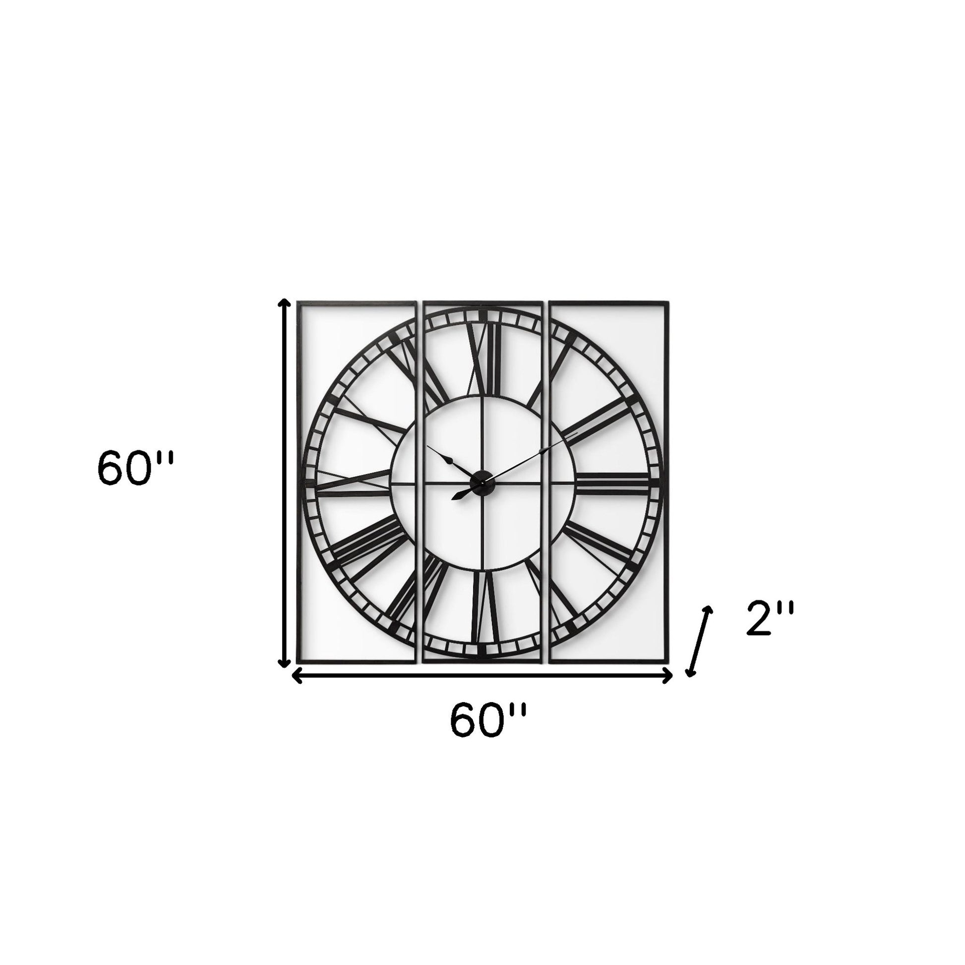 60" Round and Square Industrial Style Wall Clock-Wall Clocks-DECOROLALA
