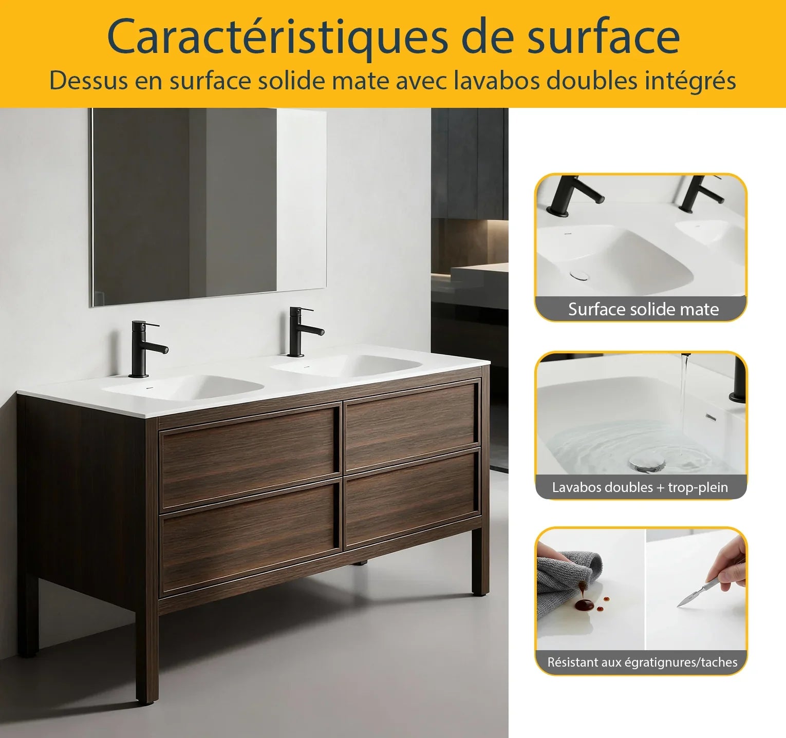 60" Smoked Oak Freestanding Double Sink Bathroom Vanity with White Solid Surface Countertop-Migration_Bathroom Vanities-DECOROLALA