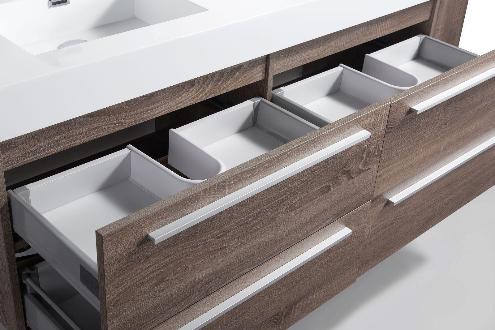 60" Soft Oak Wall Mount Double Sink Bathroom Vanity with White Polymarble Countertop Sofia-Migration_Bathroom Vanities-DECOROLALA