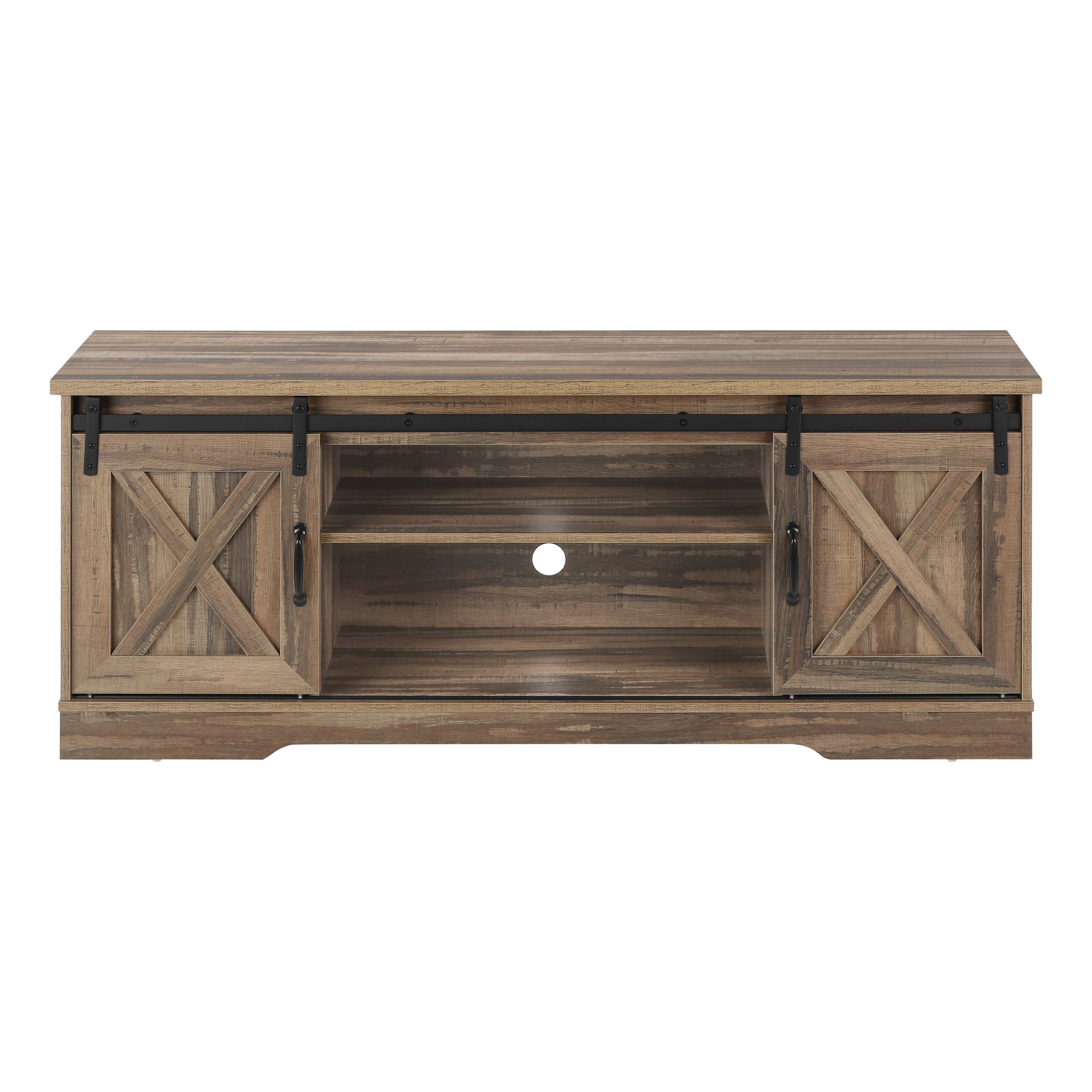 60" TV Stand with Sliding Doors, Dark Taupe-Bookshelf-DECOROLALA