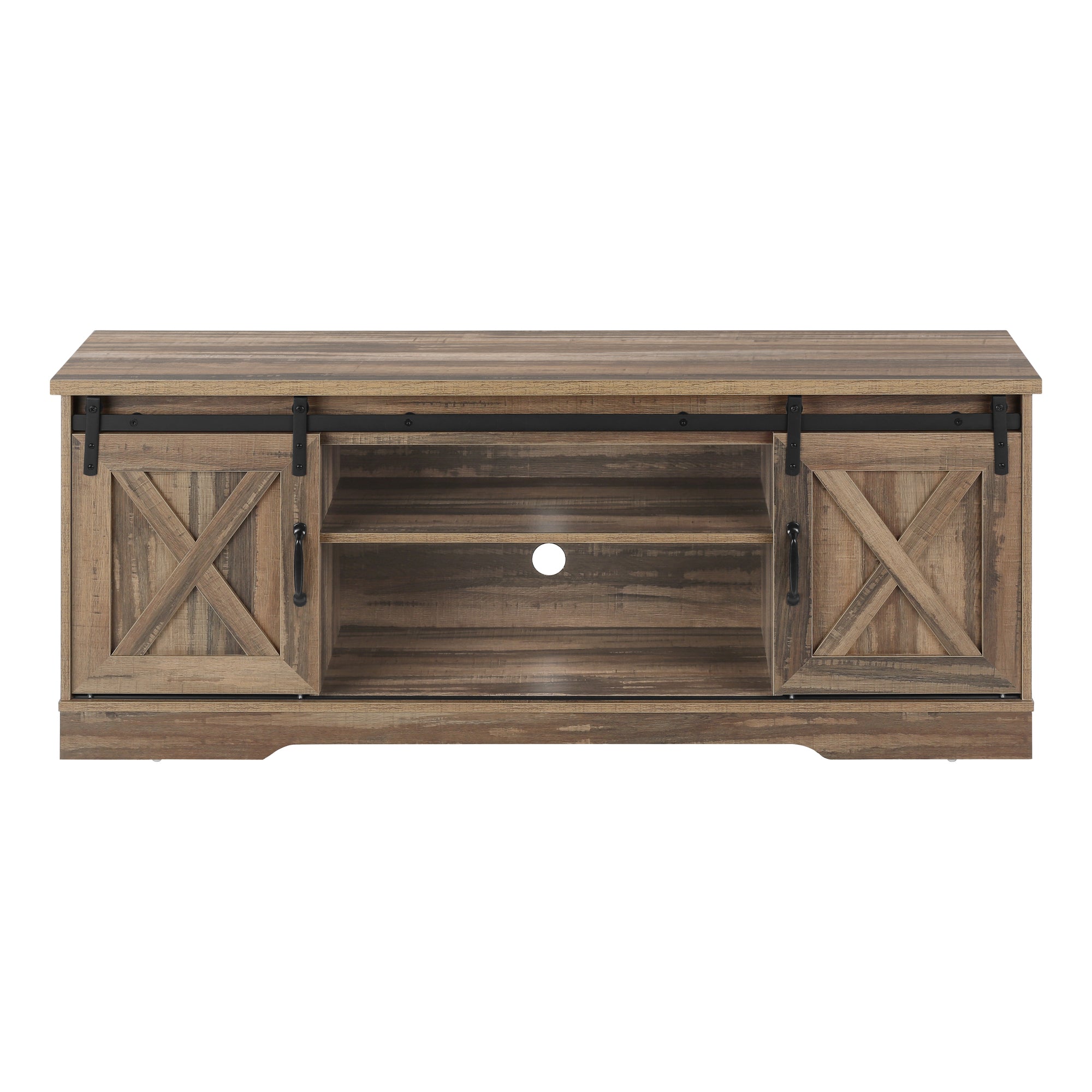 60" TV Stand with Sliding Doors, Dark Taupe-Bookshelf-DECOROLALA