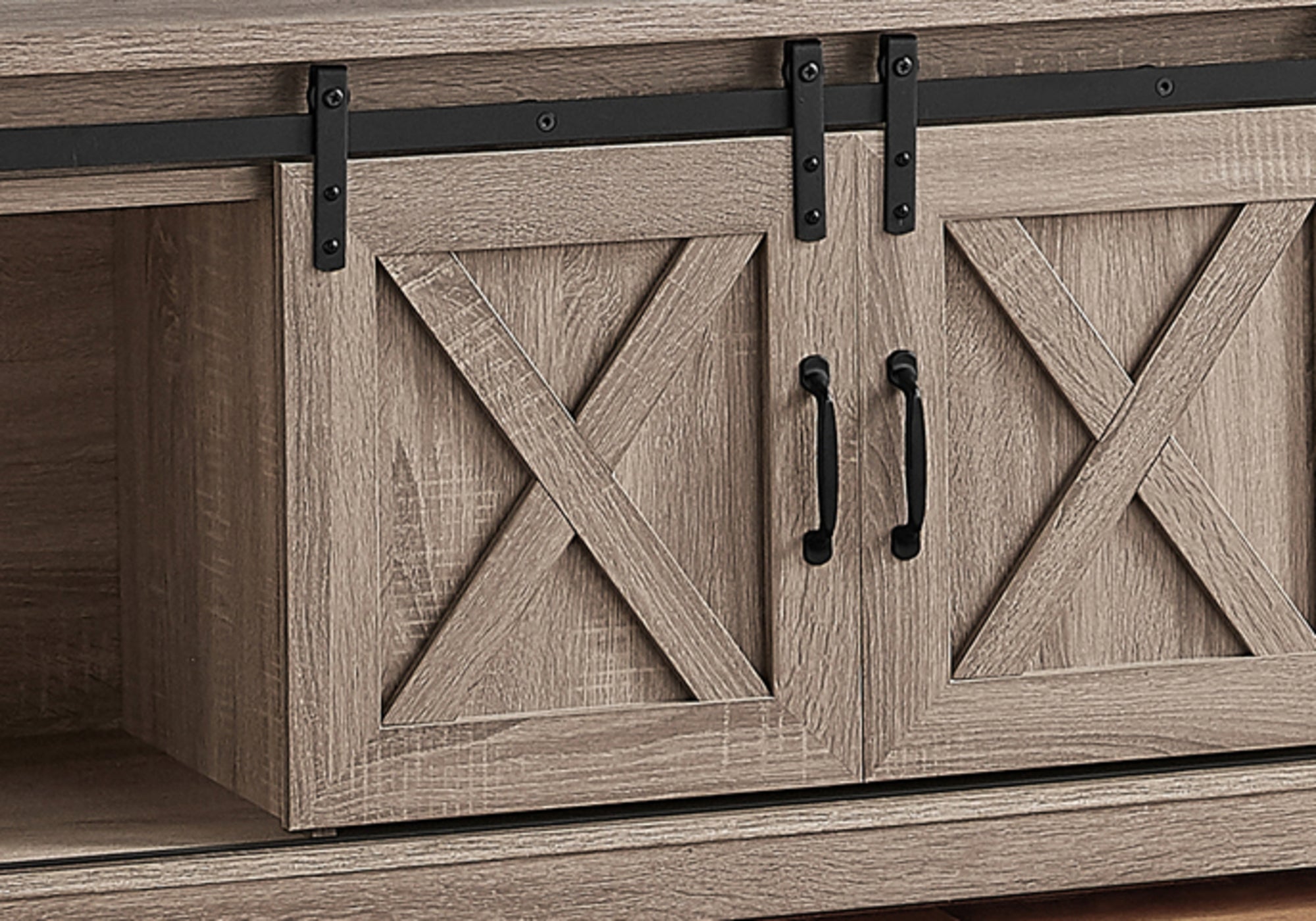 60" TV Stand with Sliding Doors, Dark Taupe-Bookshelf-DECOROLALA