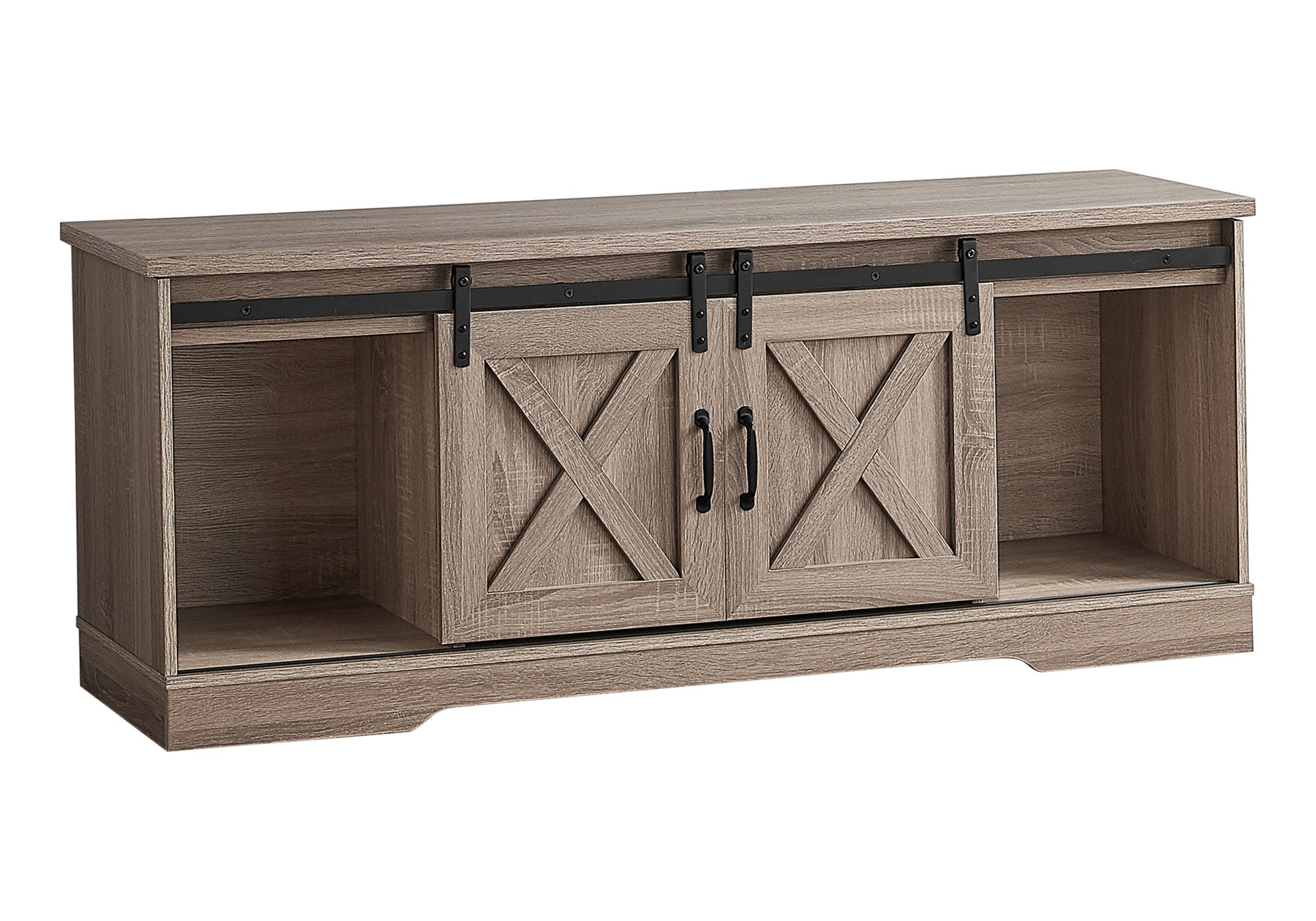 60" TV Stand with Sliding Doors, Dark Taupe-Bookshelf-DECOROLALA