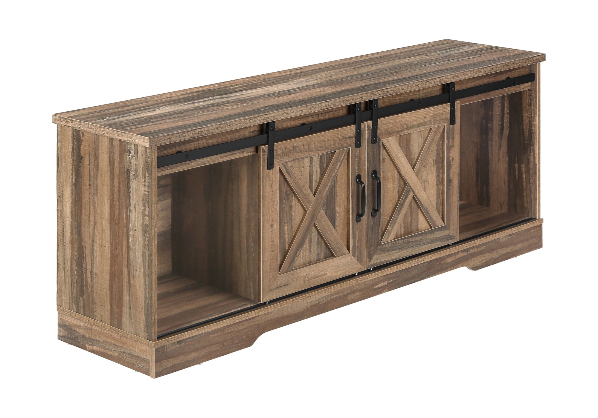 60" TV Stand with Sliding Doors, Dark Taupe-Bookshelf-DECOROLALA