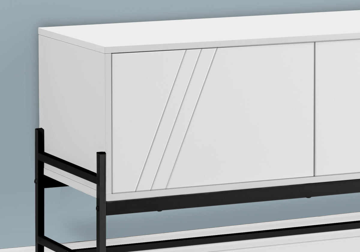 60" TV Stand with Storage Cabinet - Black-TV Stands-DECOROLALA