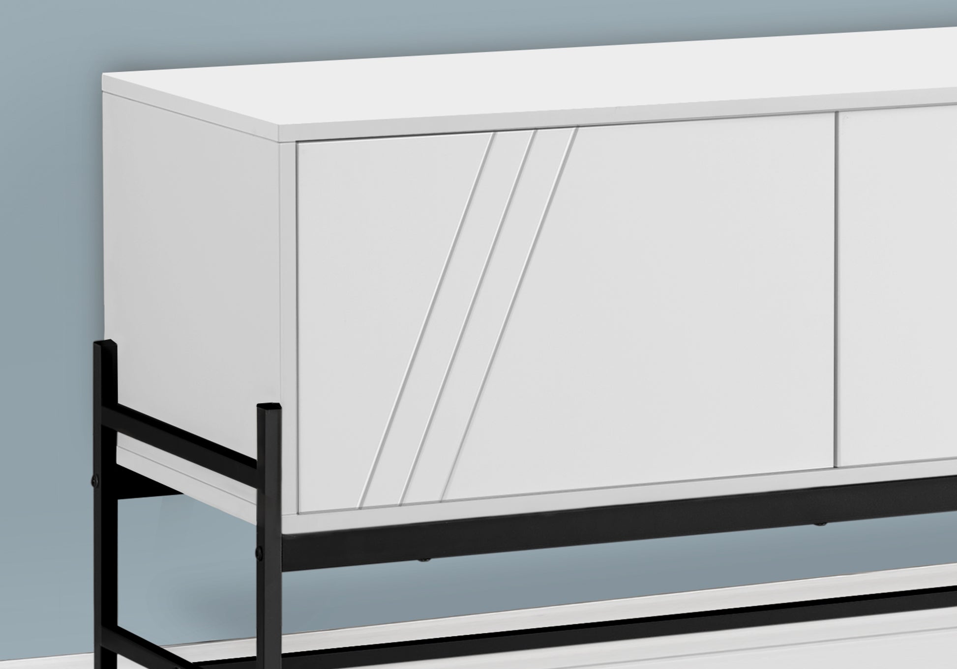 60" TV Stand with Storage Cabinet - Black-Tv Stand-DECOROLALA