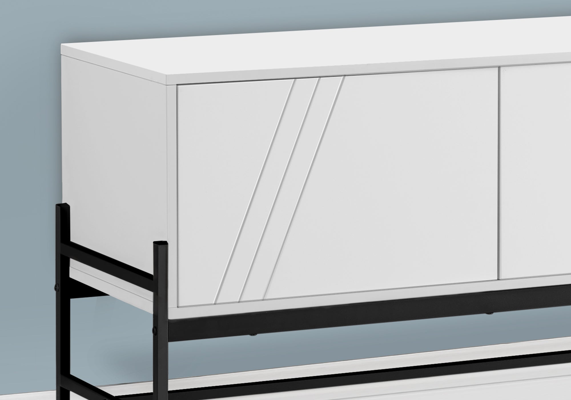 60" TV Stand with Storage Cabinet - Black-Tv Stand-DECOROLALA