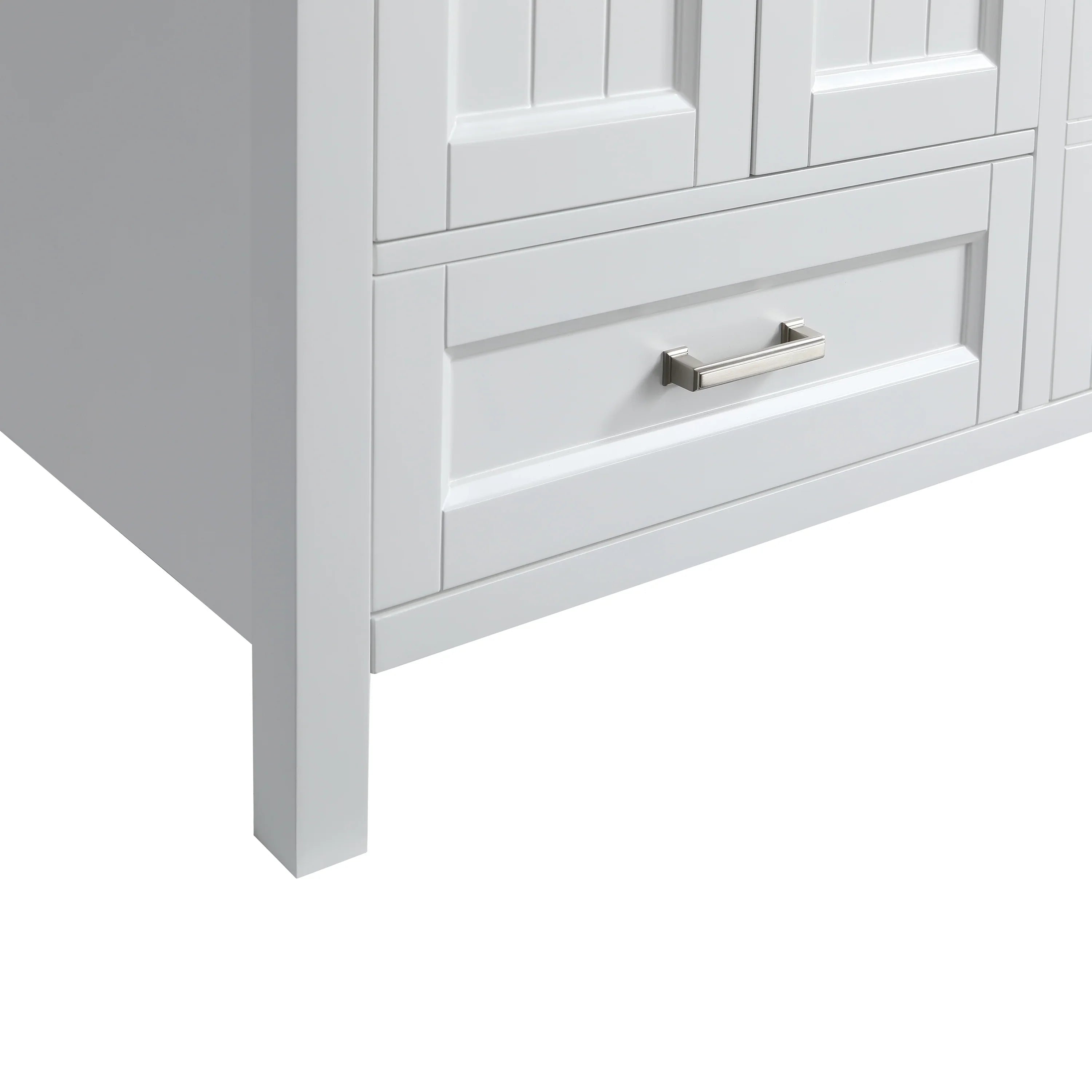 60" White Freestanding Double Sink Bathroom Vanity with White Quartz Countertop