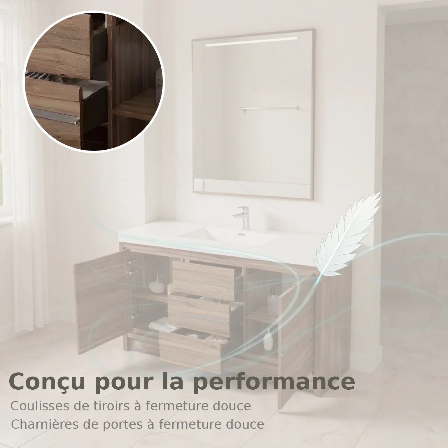 60" Walnut Freestanding Single Sink Bathroom Vanity with White Polymarble Countertop-Migration_Bathroom Vanities-DECOROLALA