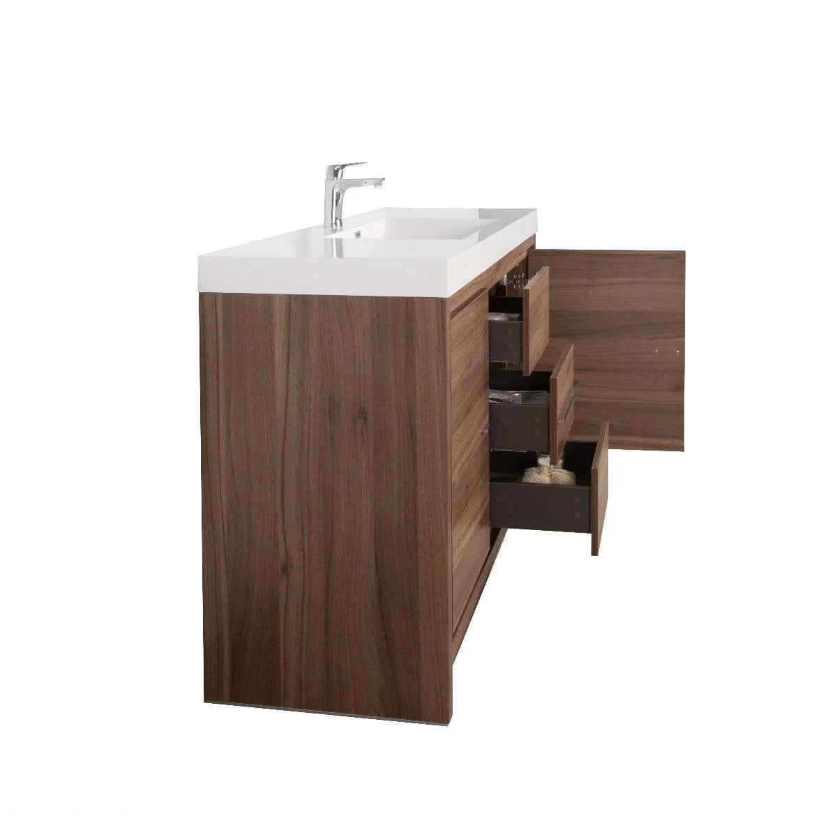 60" Walnut Freestanding Single Sink Bathroom Vanity with White Polymarble Countertop-Migration_Bathroom Vanities-DECOROLALA