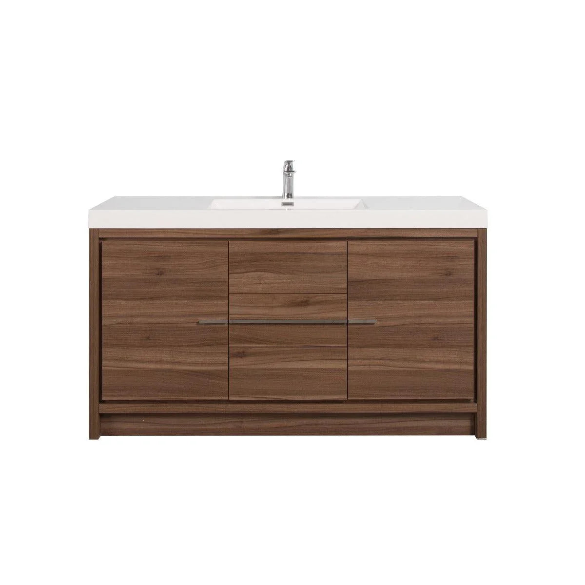 60" Walnut Freestanding Single Sink Bathroom Vanity with White Polymarble Countertop-Migration_Bathroom Vanities-DECOROLALA