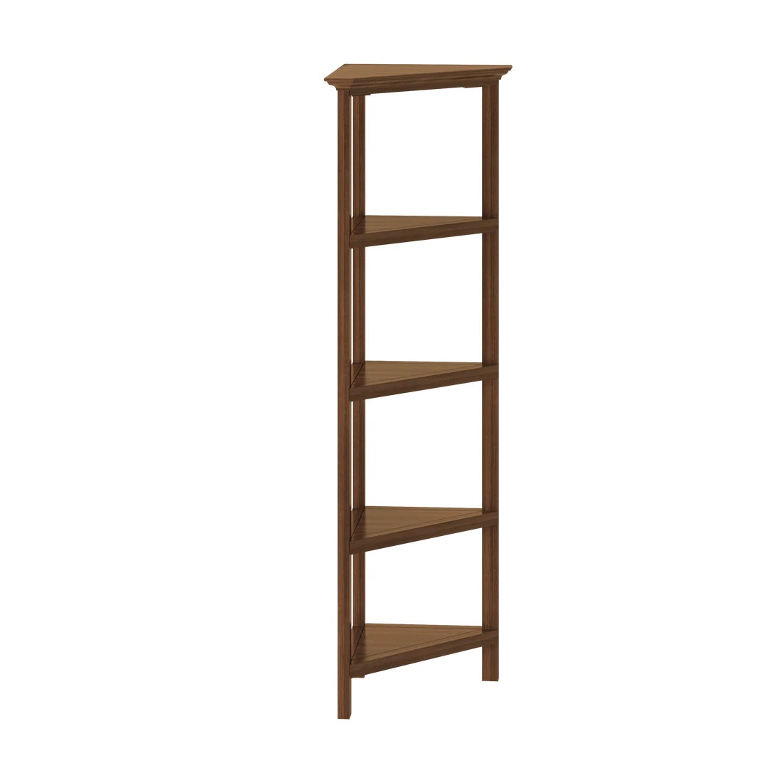 60" Walnut Solid Wood Four Tier Corner Bookcase-Bookcases-DECOROLALA