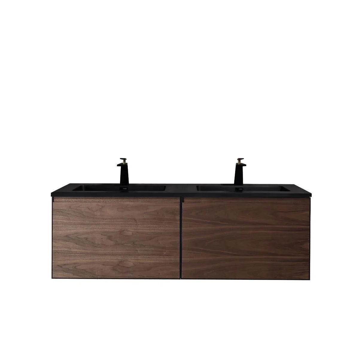60" Walnut Wall Mount Double Sink Bathroom Vanity with Black Engineered Quartz Countertop-Migration_Bathroom Vanities-DECOROLALA