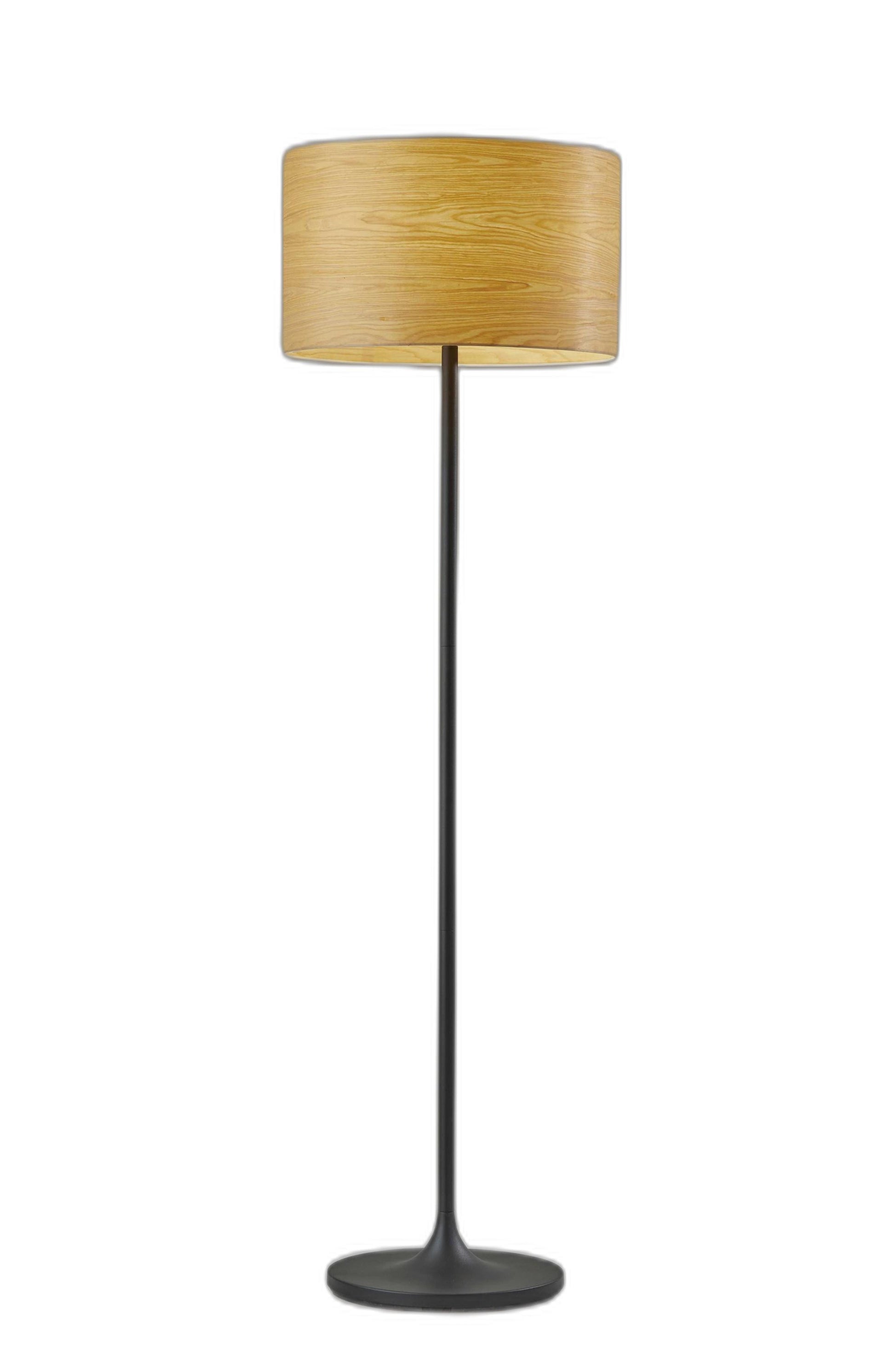 60" White Floor Lamp With White Fabric Drum Shade-Floor Lamps-DECOROLALA