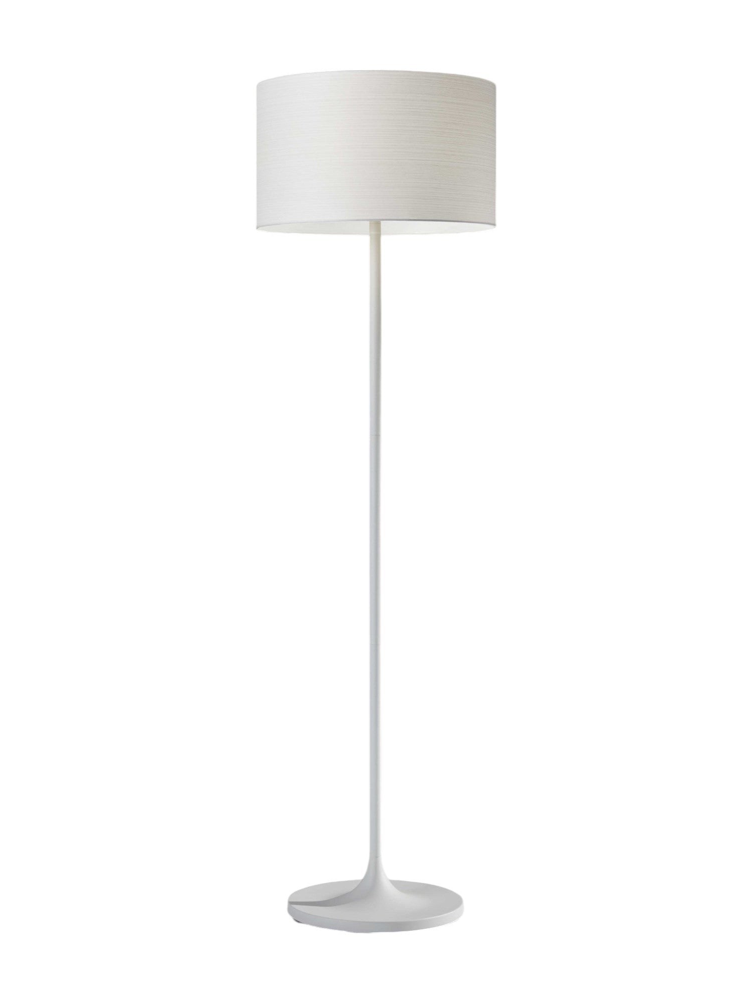 60" White Floor Lamp With White Fabric Drum Shade-Floor Lamps-DECOROLALA
