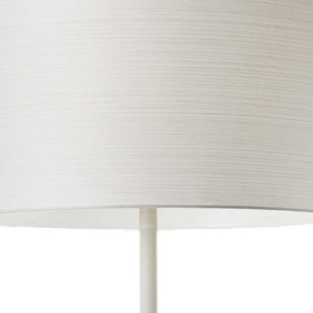 60" White Floor Lamp With White Fabric Drum Shade-Floor Lamps-DECOROLALA