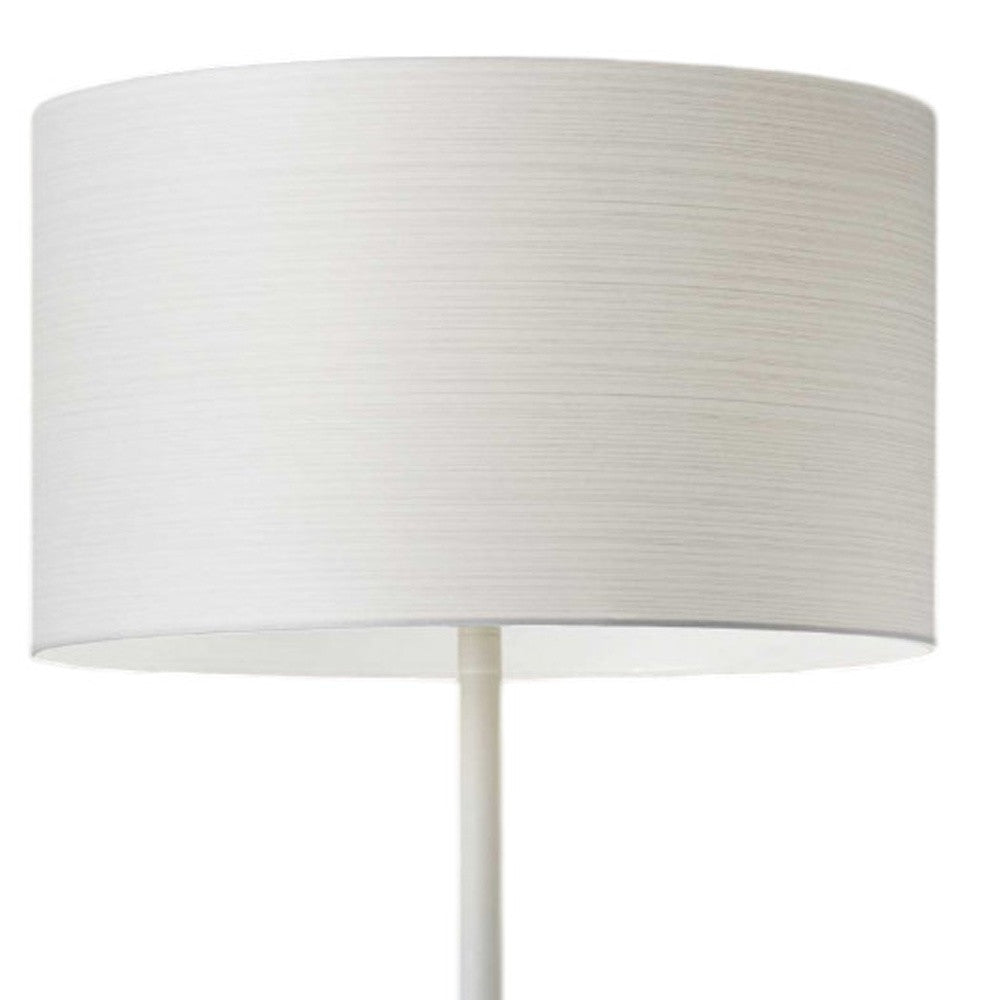 60" White Floor Lamp With White Fabric Drum Shade-Floor Lamps-DECOROLALA