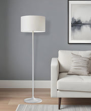 60" White Floor Lamp With White Fabric Drum Shade-Floor Lamps-DECOROLALA