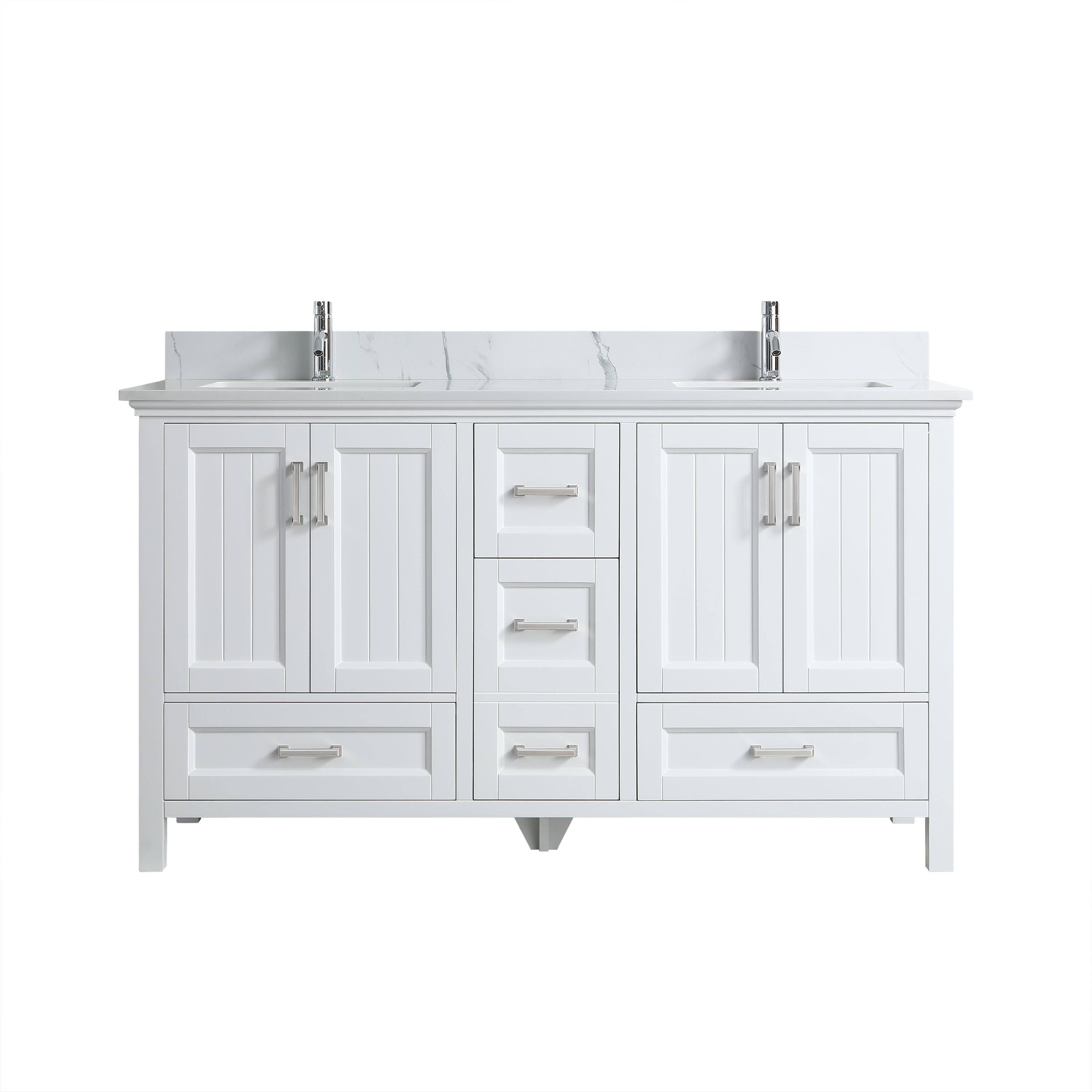 60" White Freestanding Double Sink Bathroom Vanity with Engineered Calcutta Marble Countertop-Migration_Bathroom Vanities-DECOROLALA