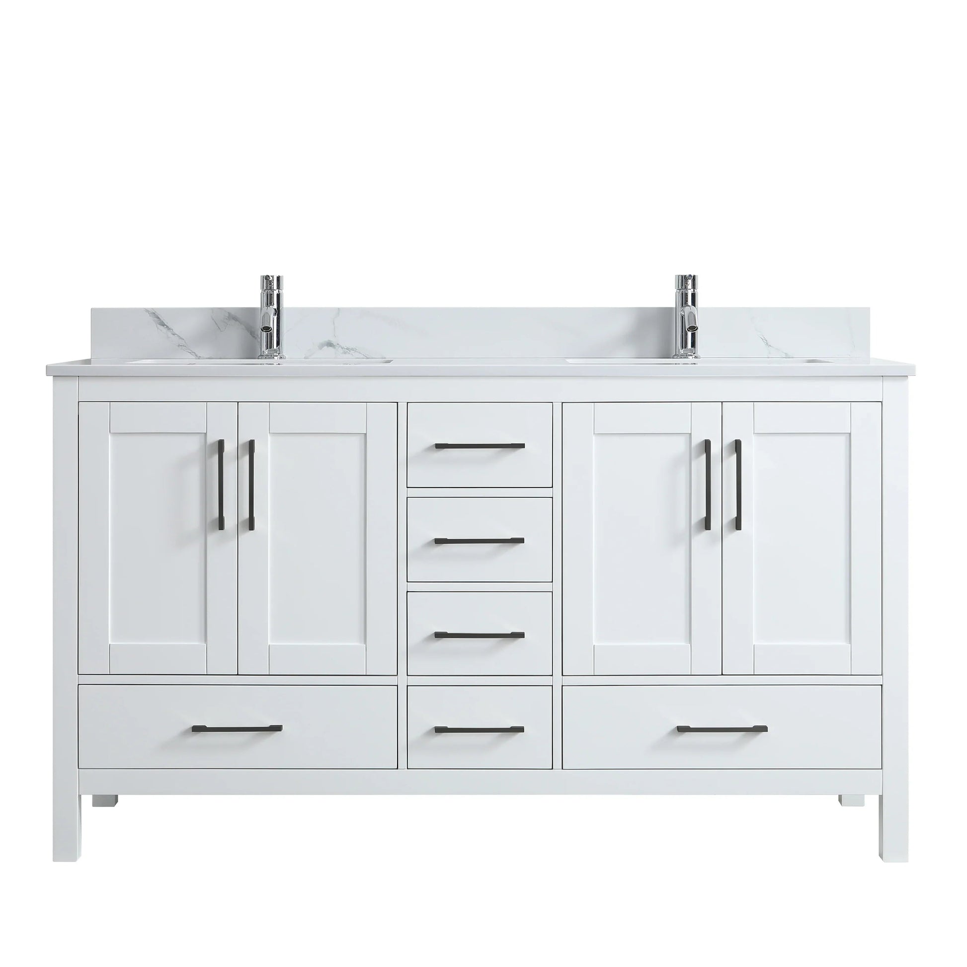 60" White Freestanding Double Sink Bathroom Vanity with Engineered Calcutta Marble Countertop-Migration_Bathroom Vanities-DECOROLALA