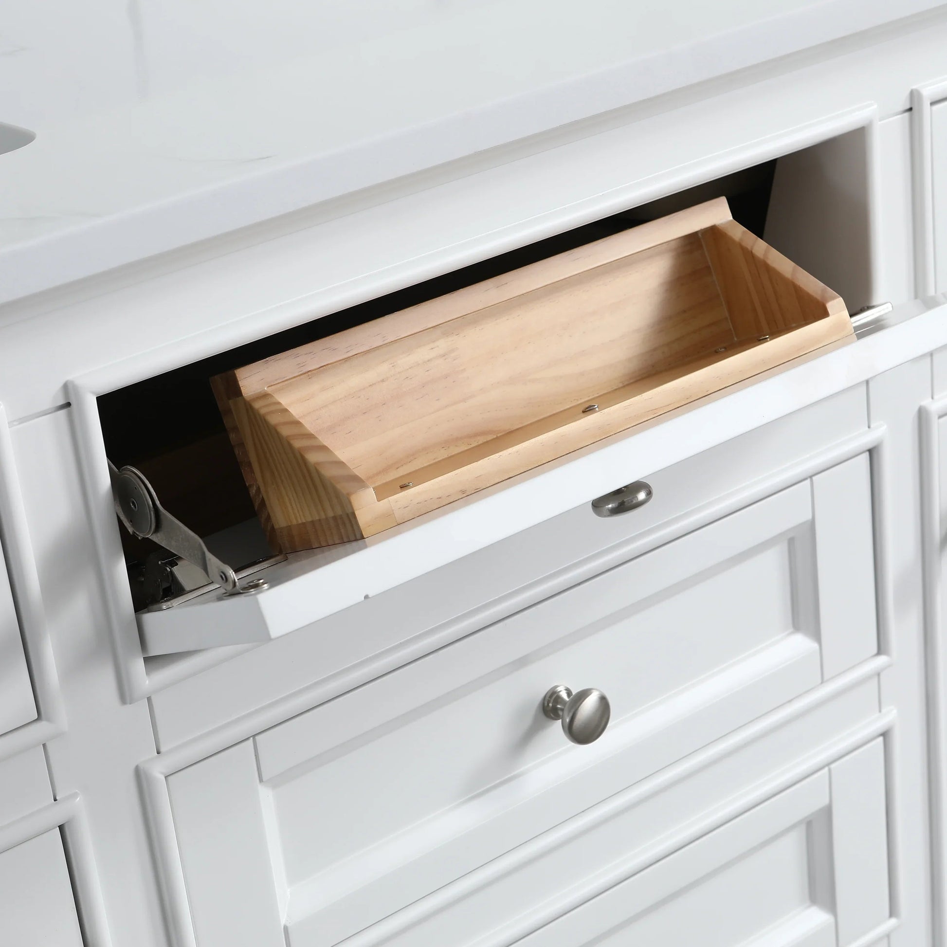 60" White Freestanding Double Sink Bathroom Vanity with Engineered Calcutta Marble Countertop-Migration_Bathroom Vanities-DECOROLALA