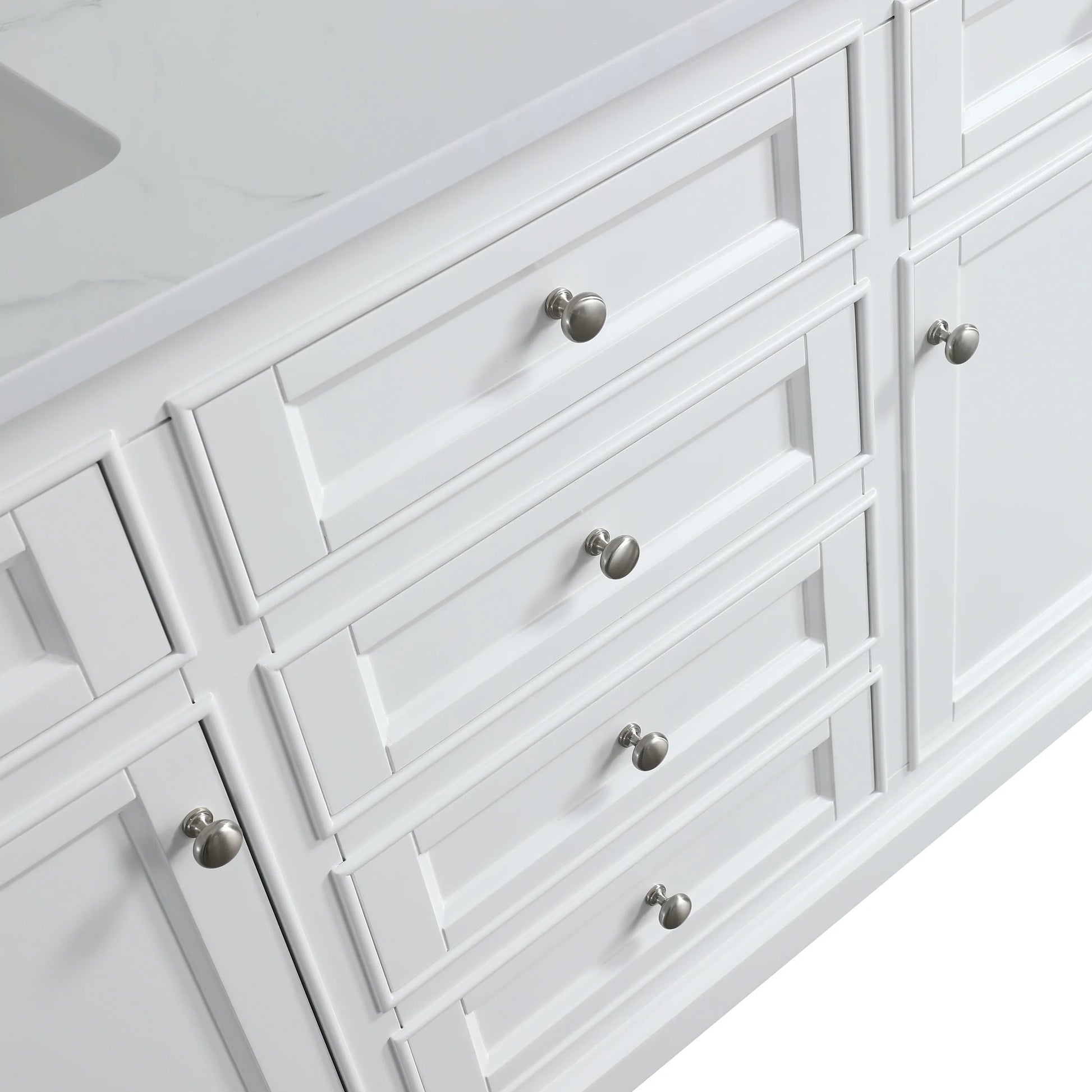 60" White Freestanding Double Sink Bathroom Vanity with Engineered Calcutta Marble Countertop-Migration_Bathroom Vanities-DECOROLALA